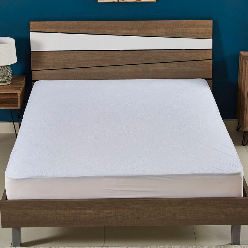 Terry Waterproof Queen Size Mattress Protector - 150x200 cm-Protectors and Toppers-image-1