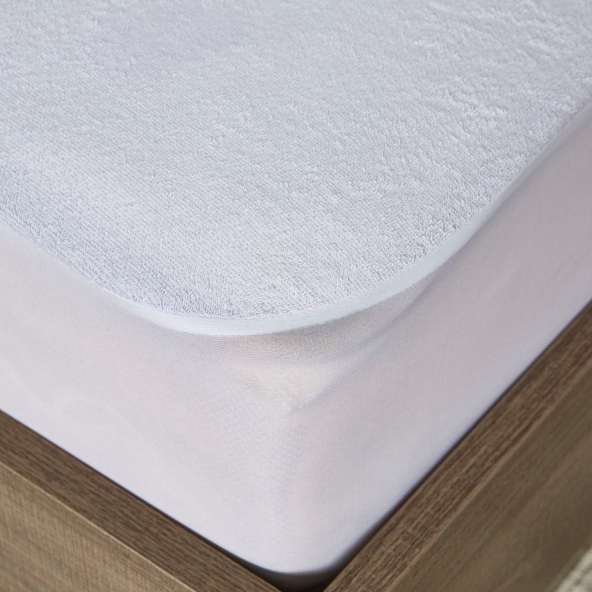 Terry Waterproof Queen Size Mattress Protector - 150x200 cm-Protectors and Toppers-image-2