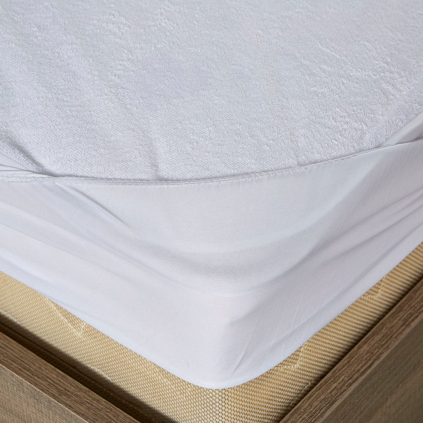 Terry Waterproof Queen Size Mattress Protector - 150x200 cm-Protectors and Toppers-image-3