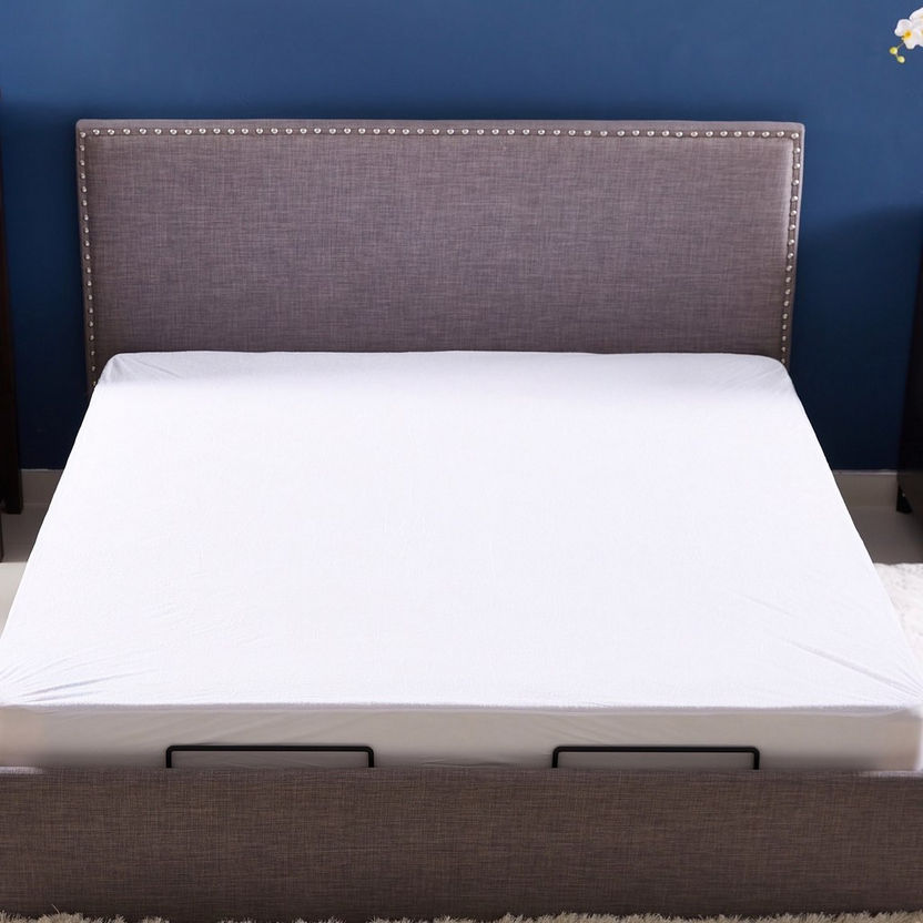 Terry Waterproof King Size Mattress Protector - 180x200 cm-Protectors and Toppers-image-0