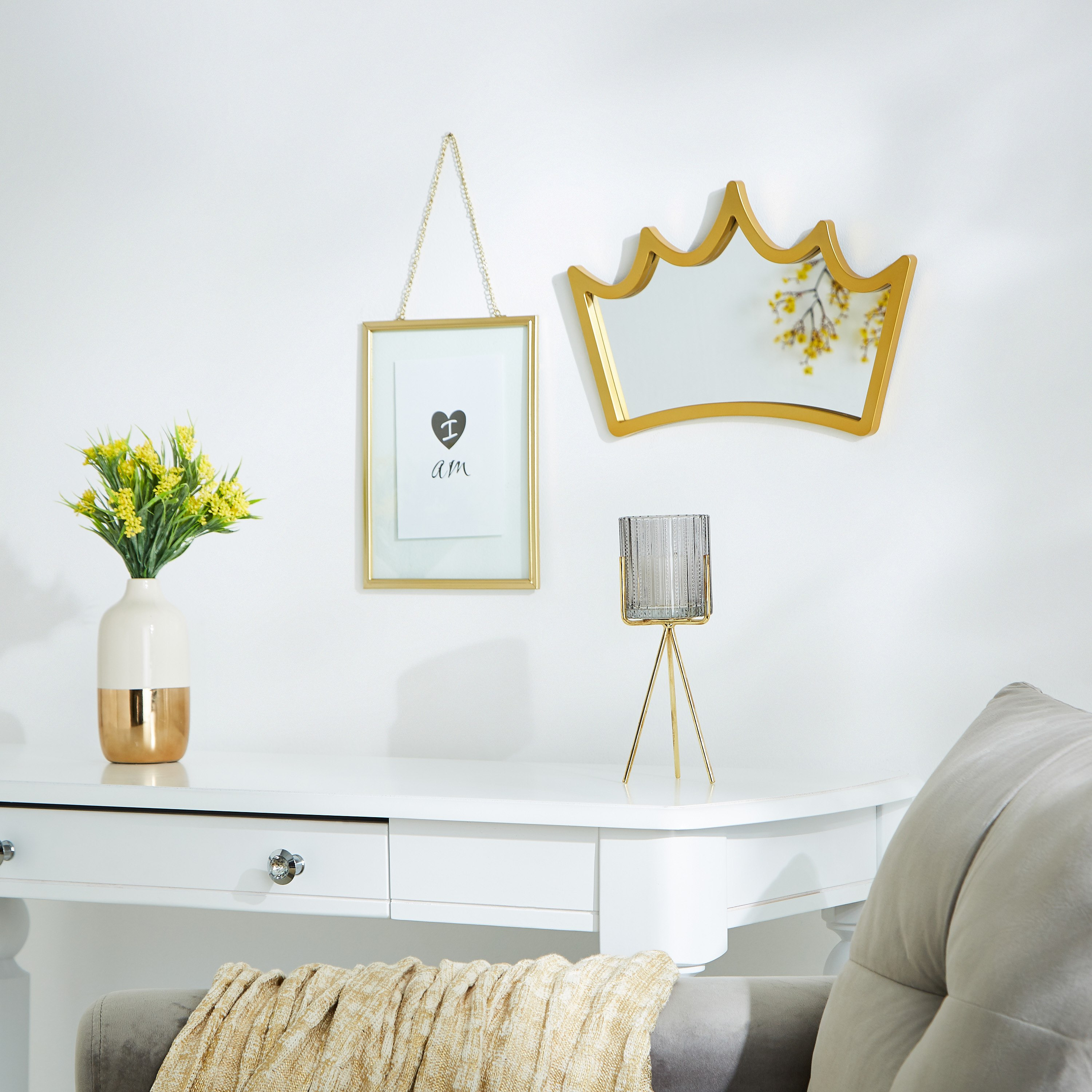 مرآة حائط بتصميم تاج من أي أي آر أو - 38x24x1 سم-hbxhomeware-hbxkidsandyouth-image-4