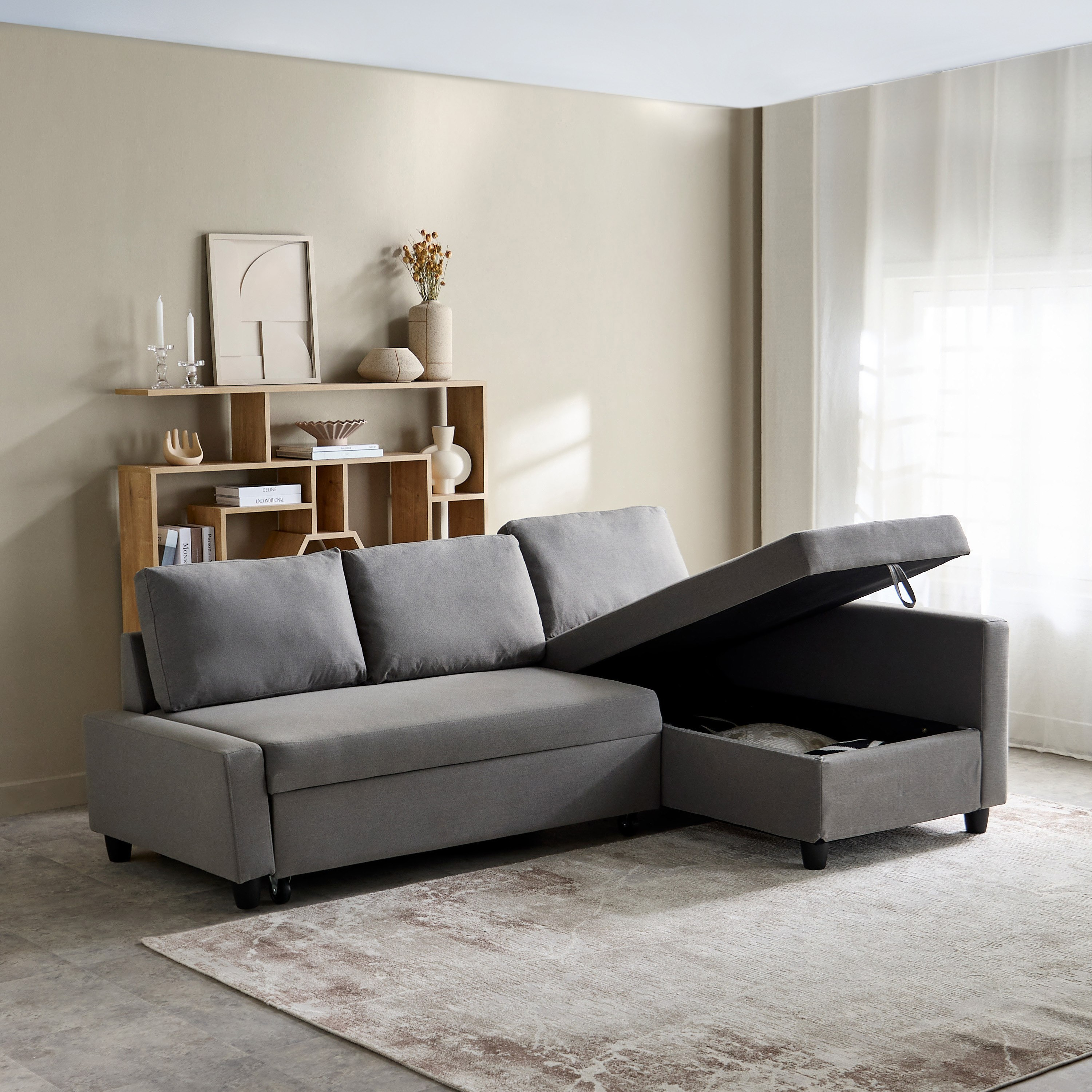 Spacer 3-Seater Left Right Fabric Corner Sofa Bed with Storage-hbxfurniture-livingroom-sofasandsofasets-image-2
