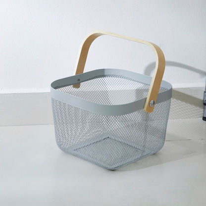 Storage Basket with Wooden Handle