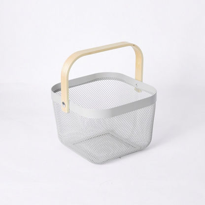 Storage Basket with Wooden Handle