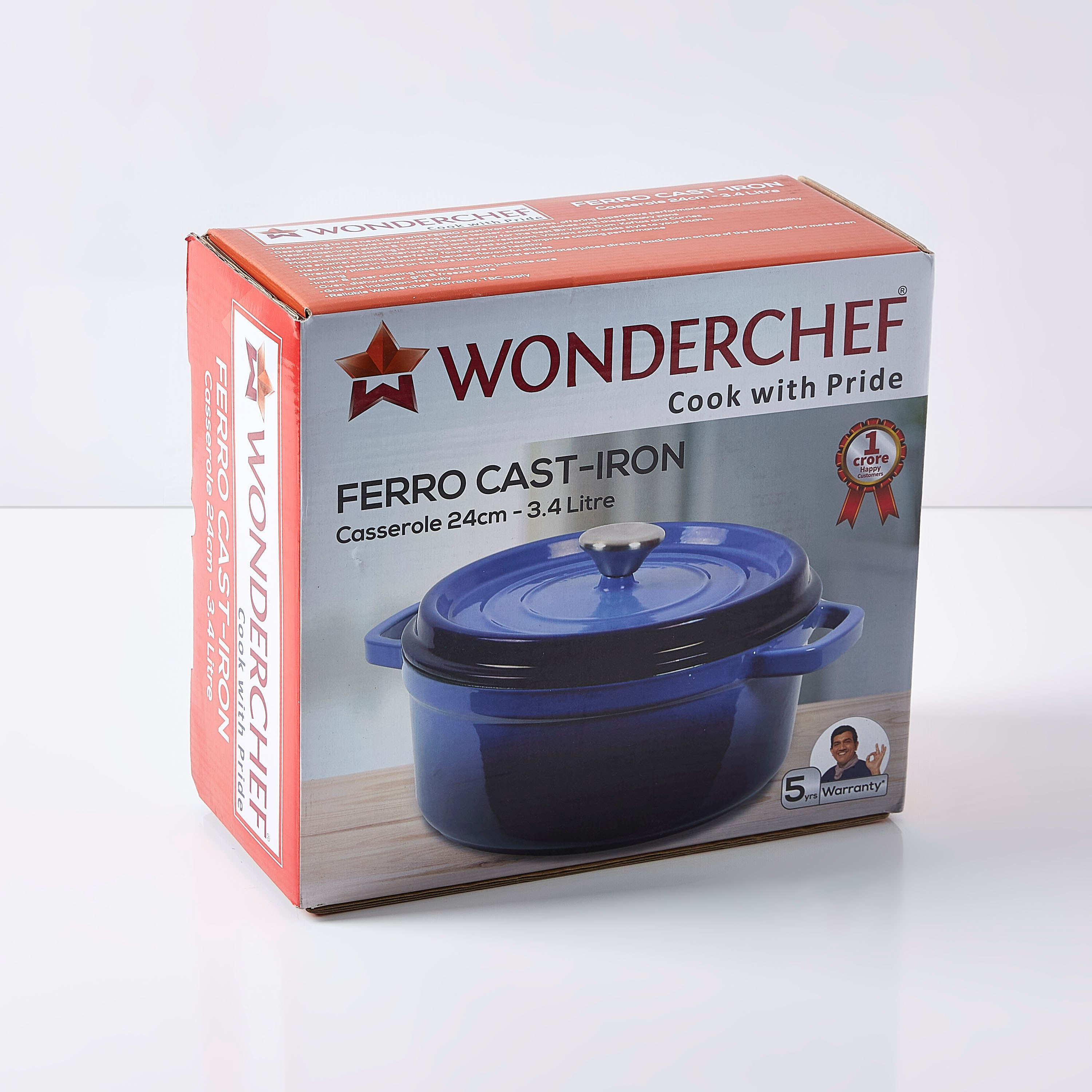 Wonderchef Ferro Cast-Iron Casserole - 24 cm-hbxkitchen-kitchenware-foodpreparation-image-5