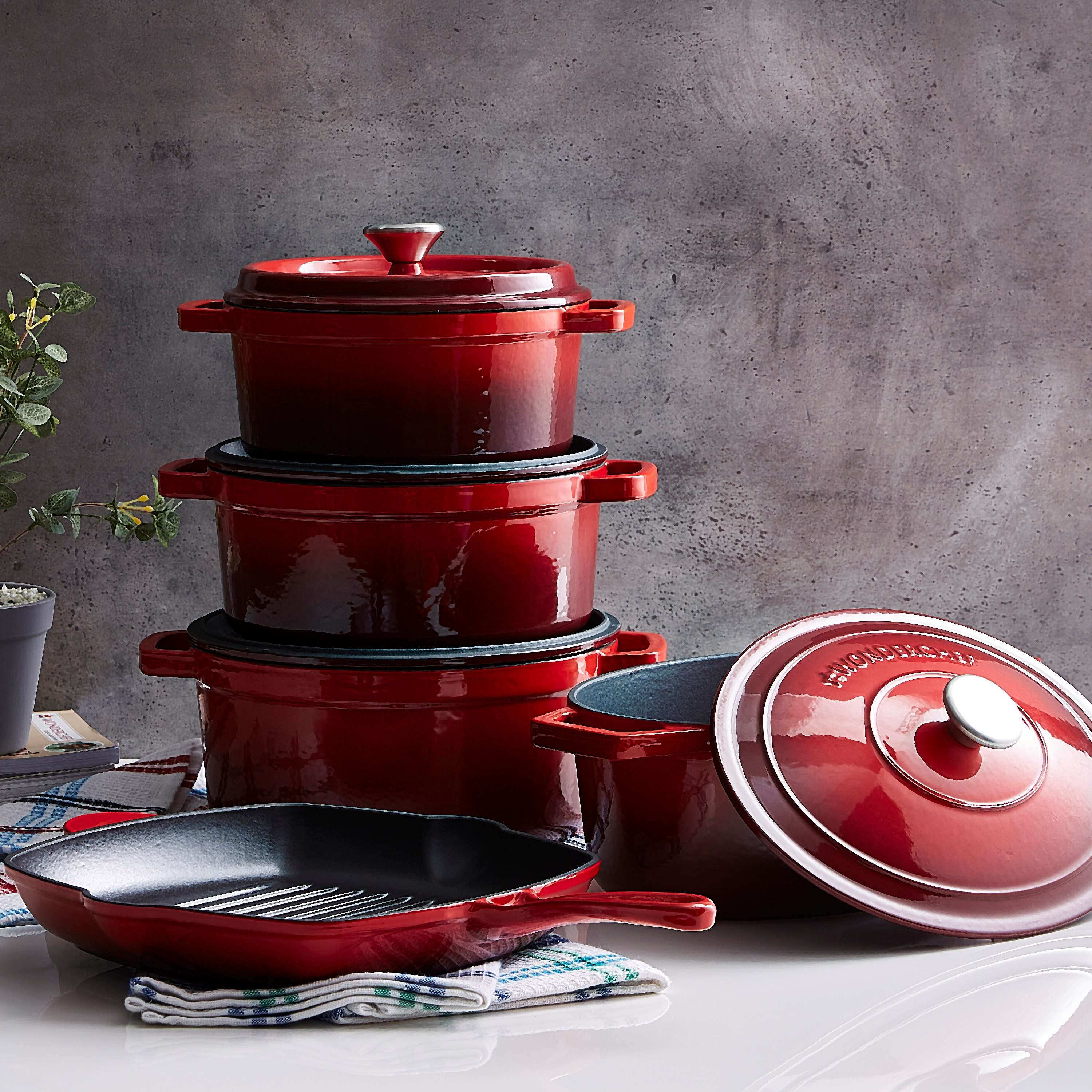 Wonderchef Ferro Cast Iron Oval Casserole - 29 cm-hbxkitchen-kitchenware-foodpreparation-image-4