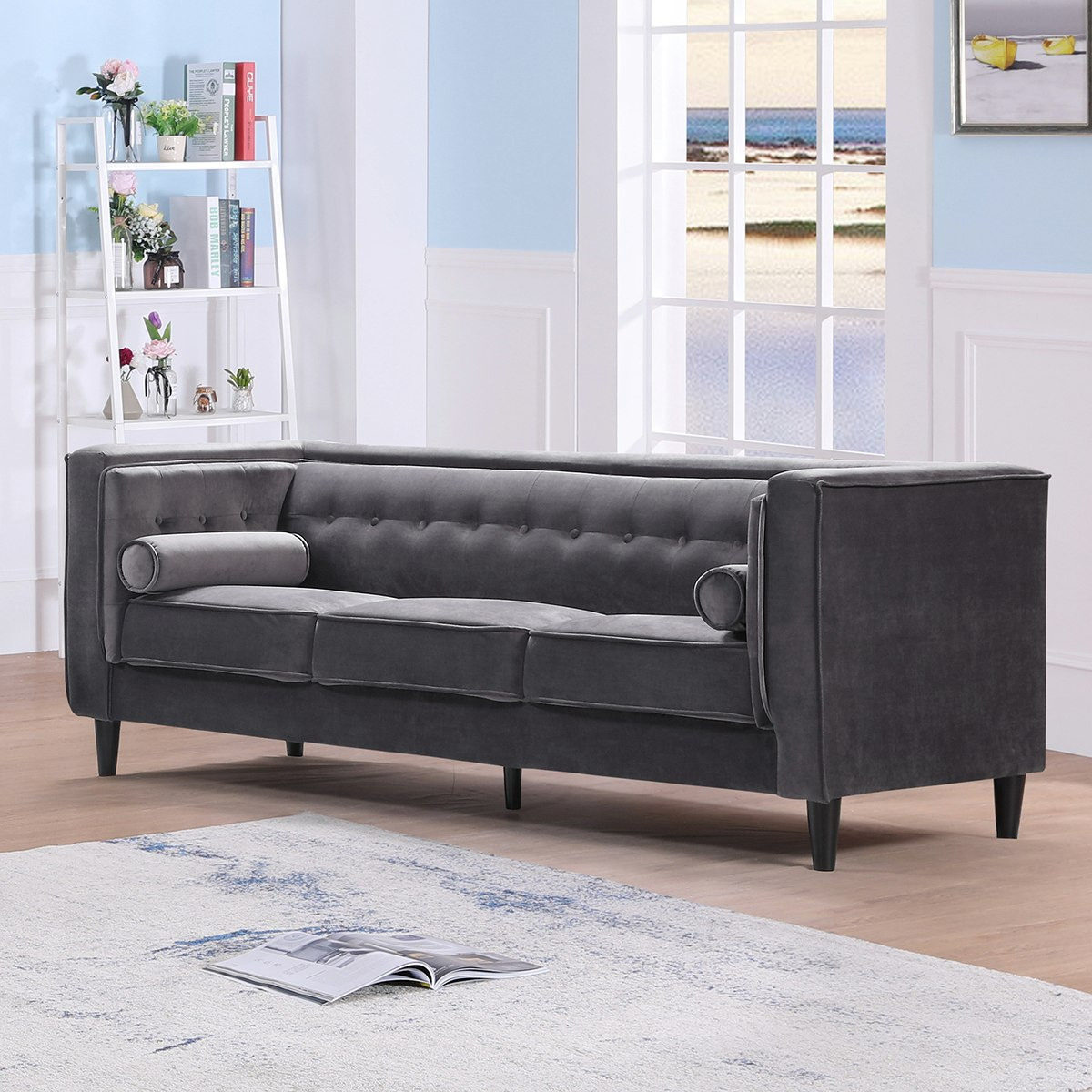 Grey velvet online sofas