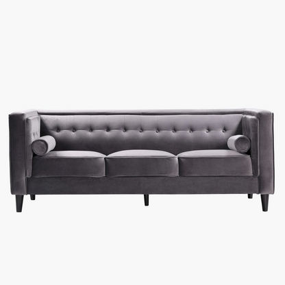 Sheena 3-Seater Velvet Sofa with 2 Bolster Cushions
