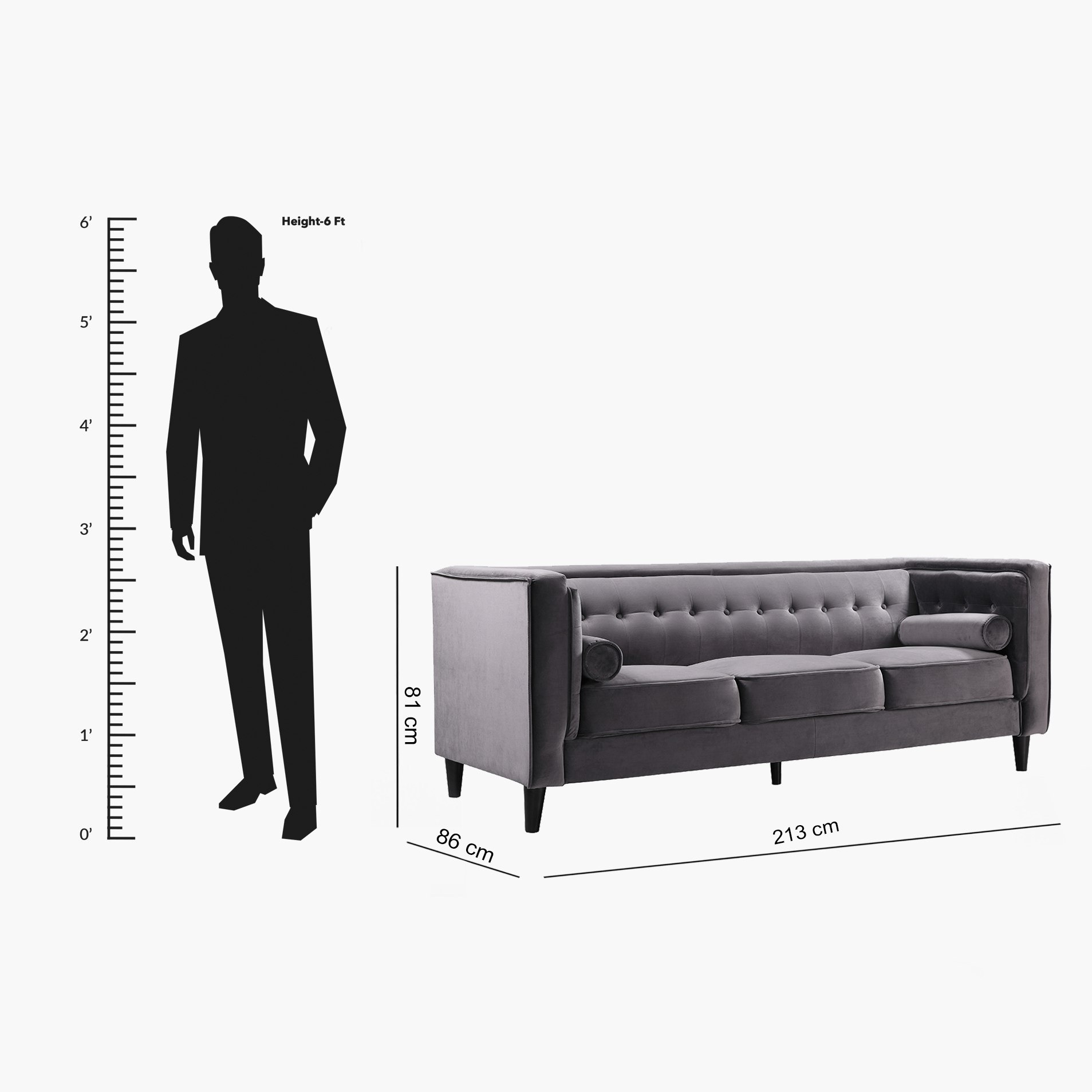 كنبة مخمليّة 3 مقاعد مع 2 وسادة داعمة من شينا-hbxlivingroom-sofasandarmchairs-sofas-image-8