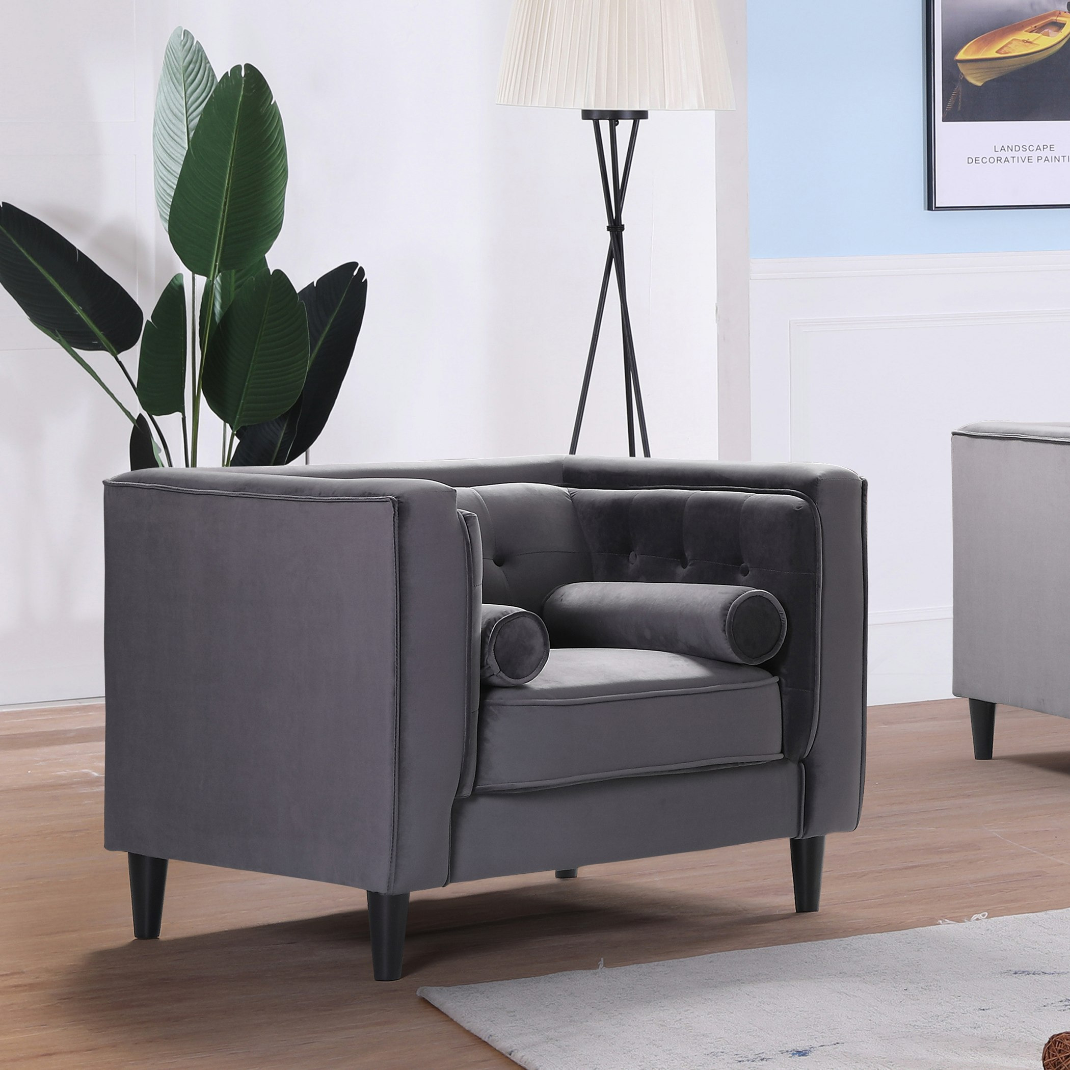 كنبة مخمليّة مقعد واحد مع 2 وسائد داعمة من شينا-hbxlivingroom-sofasandarmchairs-sofas-image-1