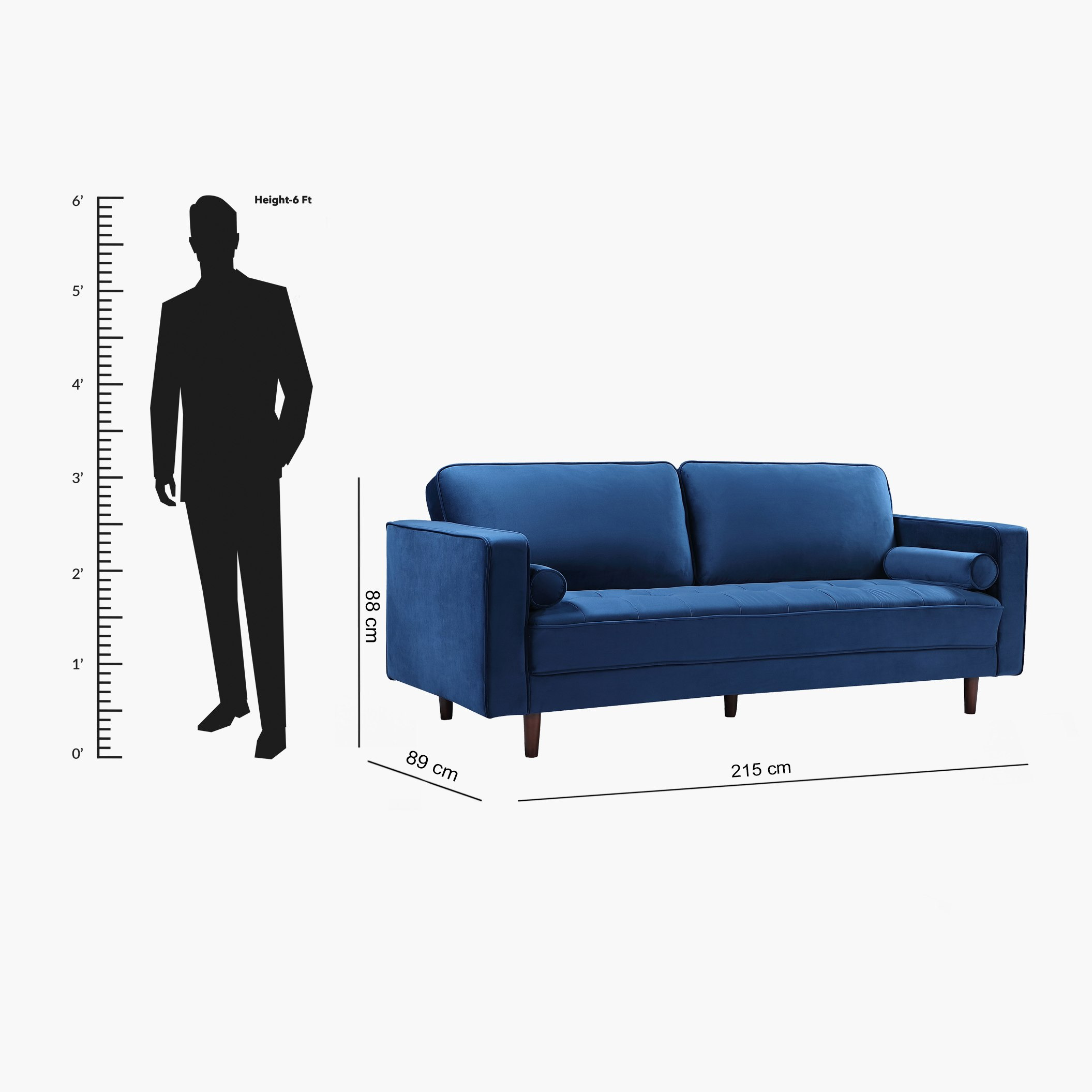 كنبة مخمليّة 3 مقاعد مع 2 وسادة داعمة من ليندا-hbxlivingroom-sofasandarmchairs-sofas-image-8