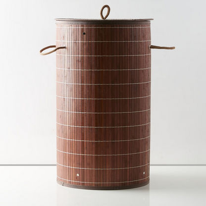 Knock Down Circular Bamboo Laundry Basket