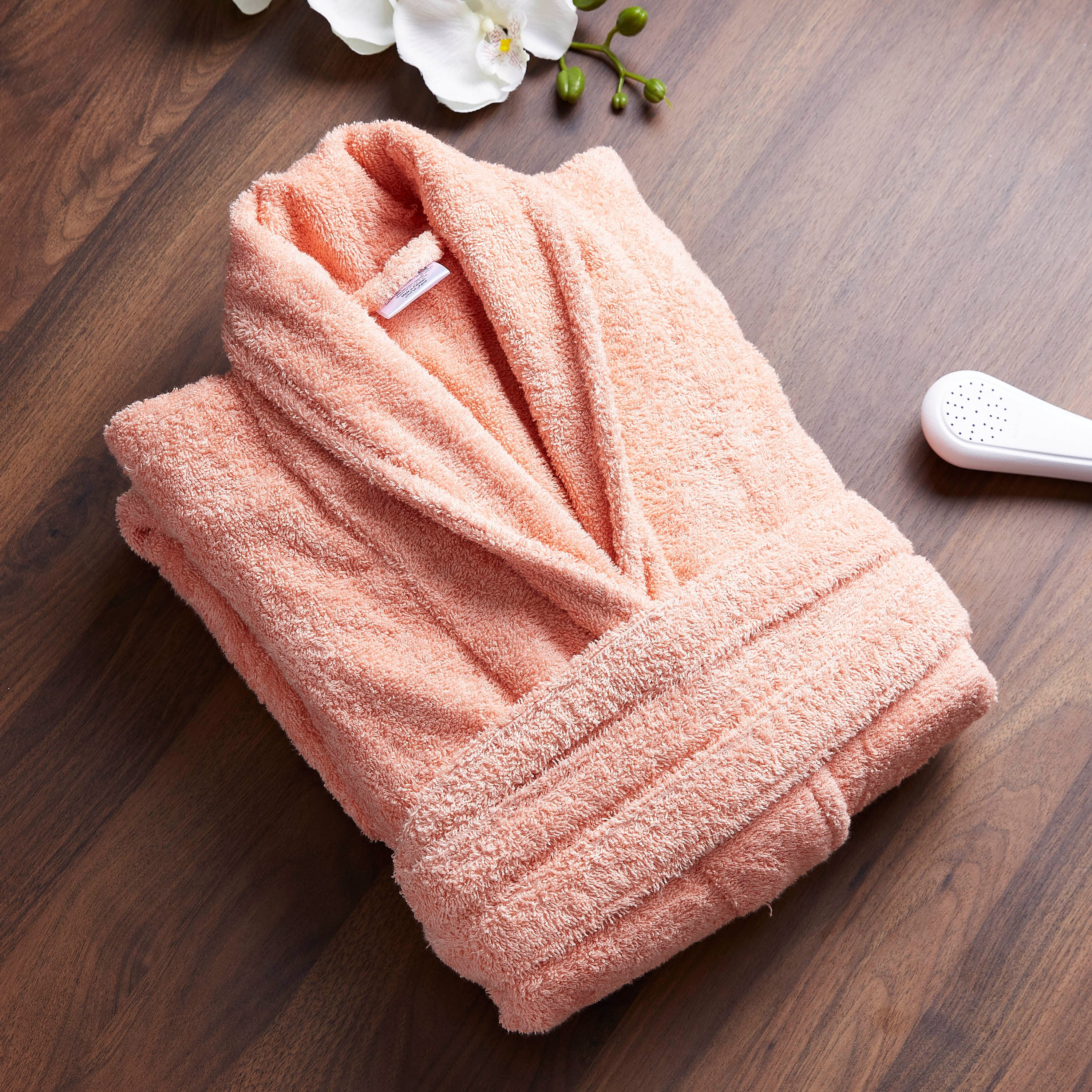 روب حمّام قطني منسدل بياقة عادية من اسينشيال - كبير جدًا-hbxbathroom-bathroomtextiles-image-1