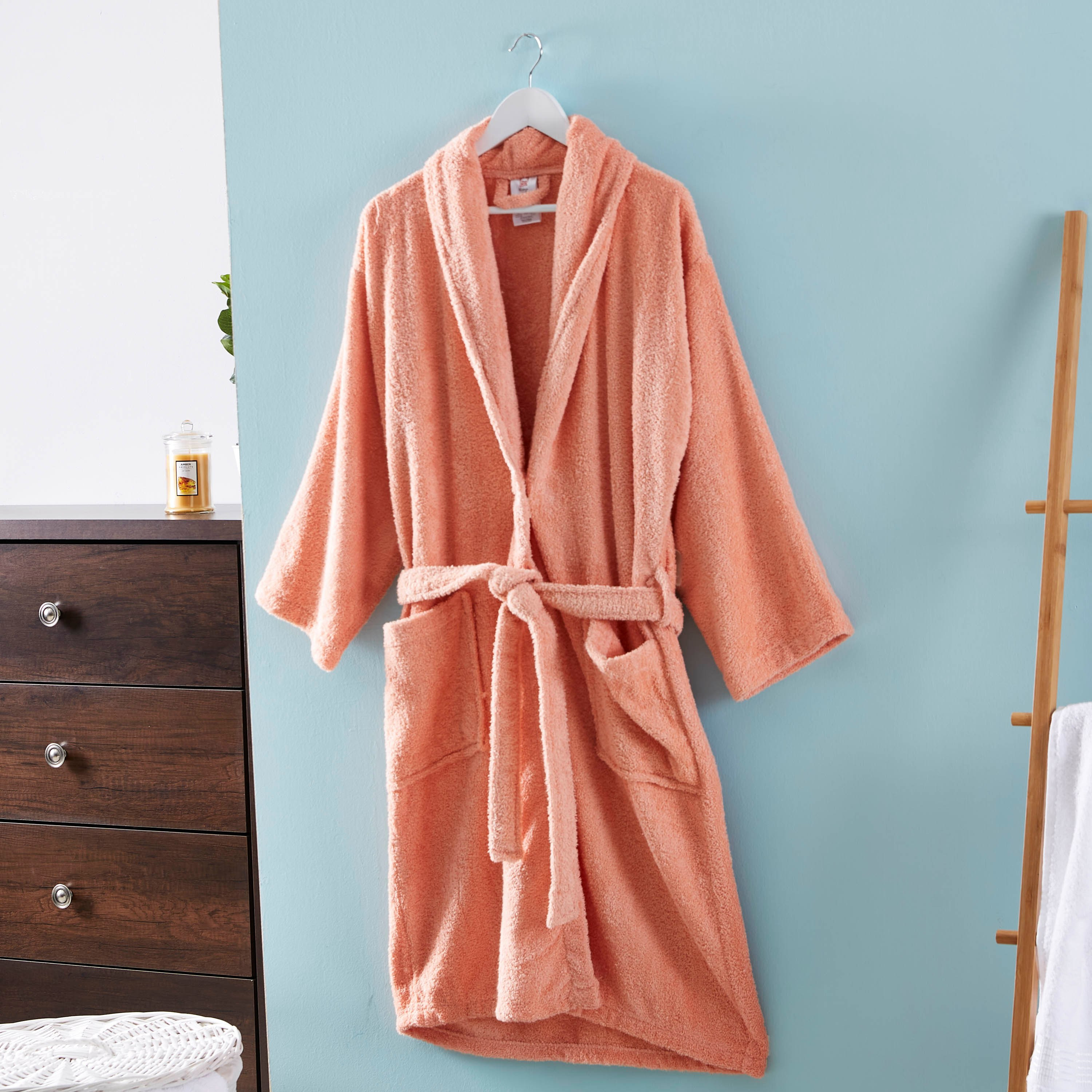 روب حمّام قطني منسدل بياقة عادية من اسينشيال - كبير جدًا-hbxbathroom-bathroomtextiles-image-3