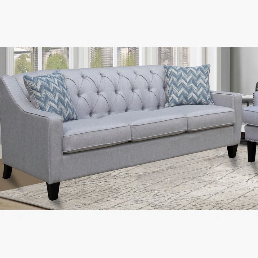 Charlotte 3-Seater Fabric Sofa with 2 Cushions-Sofas-image-0