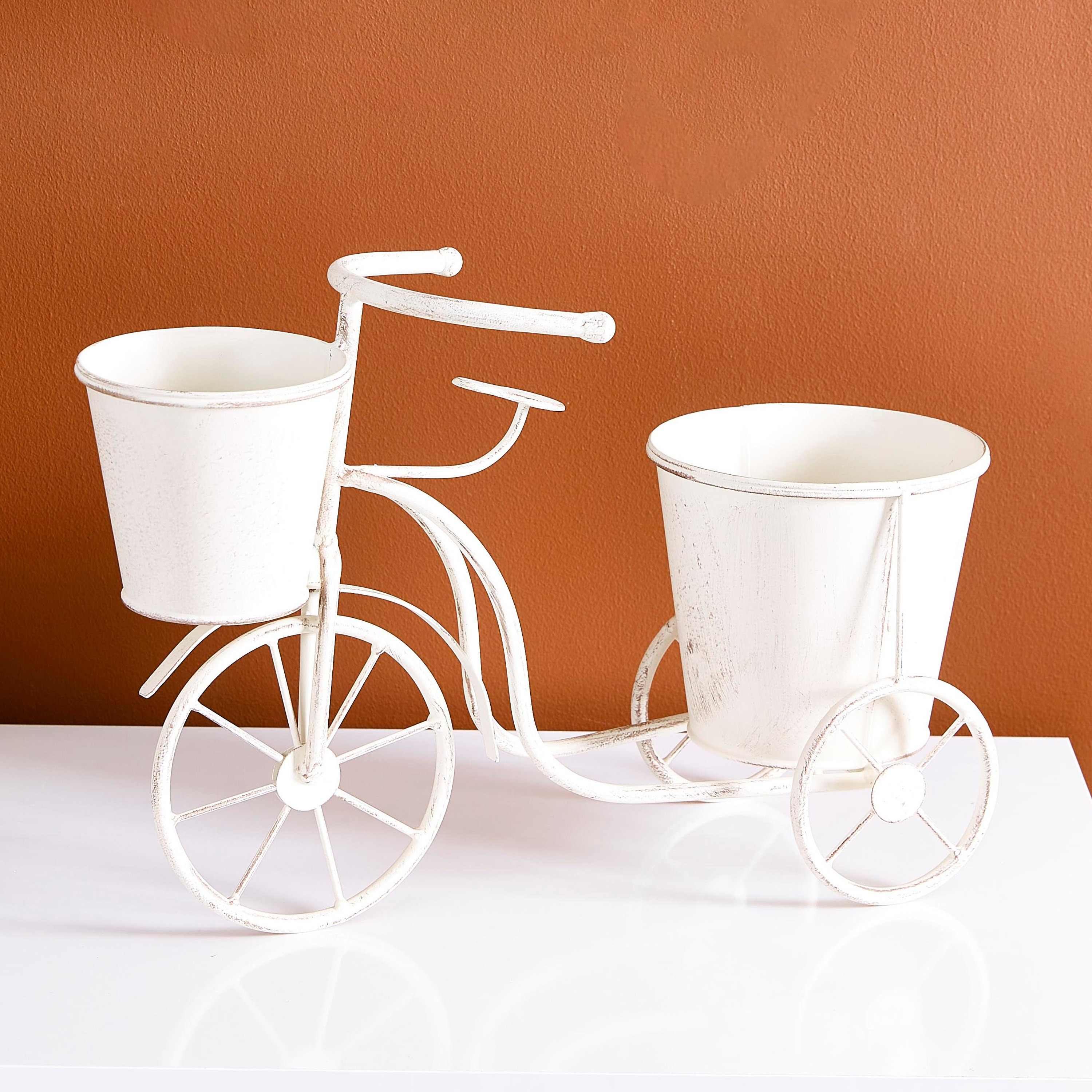 إناء زرع معدني على شكل دراجة بإصيصين من فيستا-hbxdecorandfurnishings-homeaccessories-artificialflowersandplants-image-1