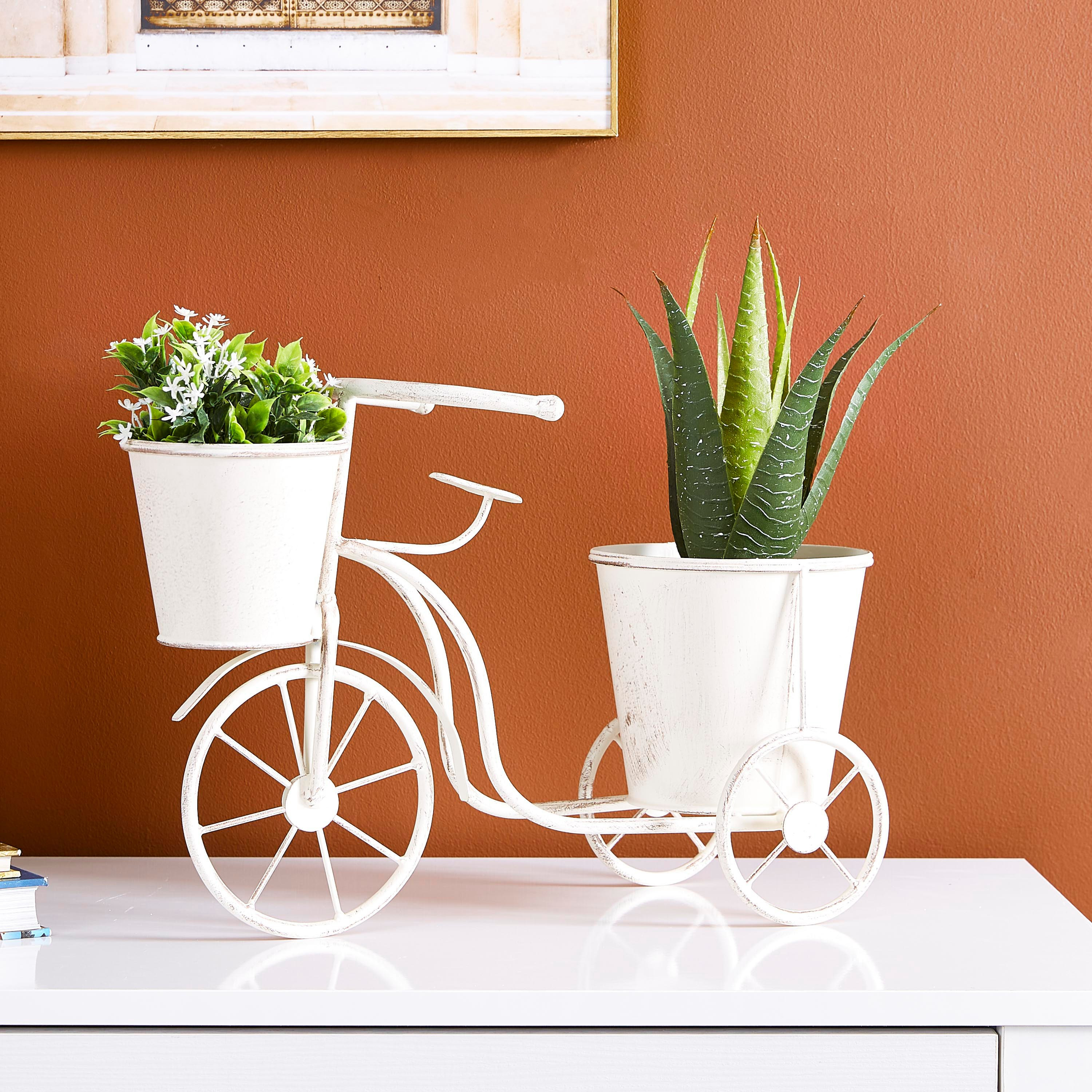 إناء زرع معدني على شكل دراجة بإصيصين من فيستا-hbxdecorandfurnishings-homeaccessories-artificialflowersandplants-image-2