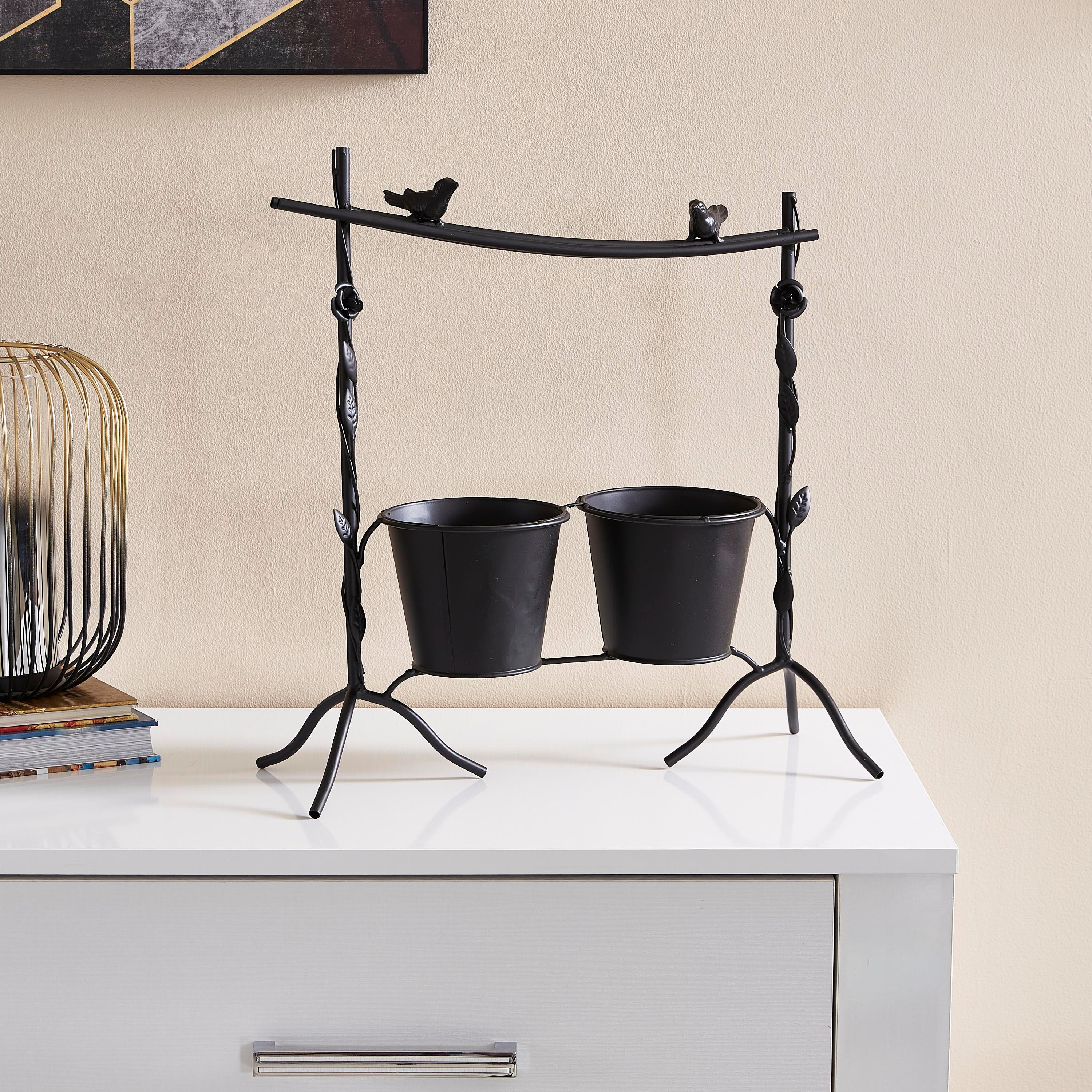 إناء زرع معدني بإصيصين من فيستا-hbxdecorandfurnishings-homeaccessories-artificialflowersandplants-image-1