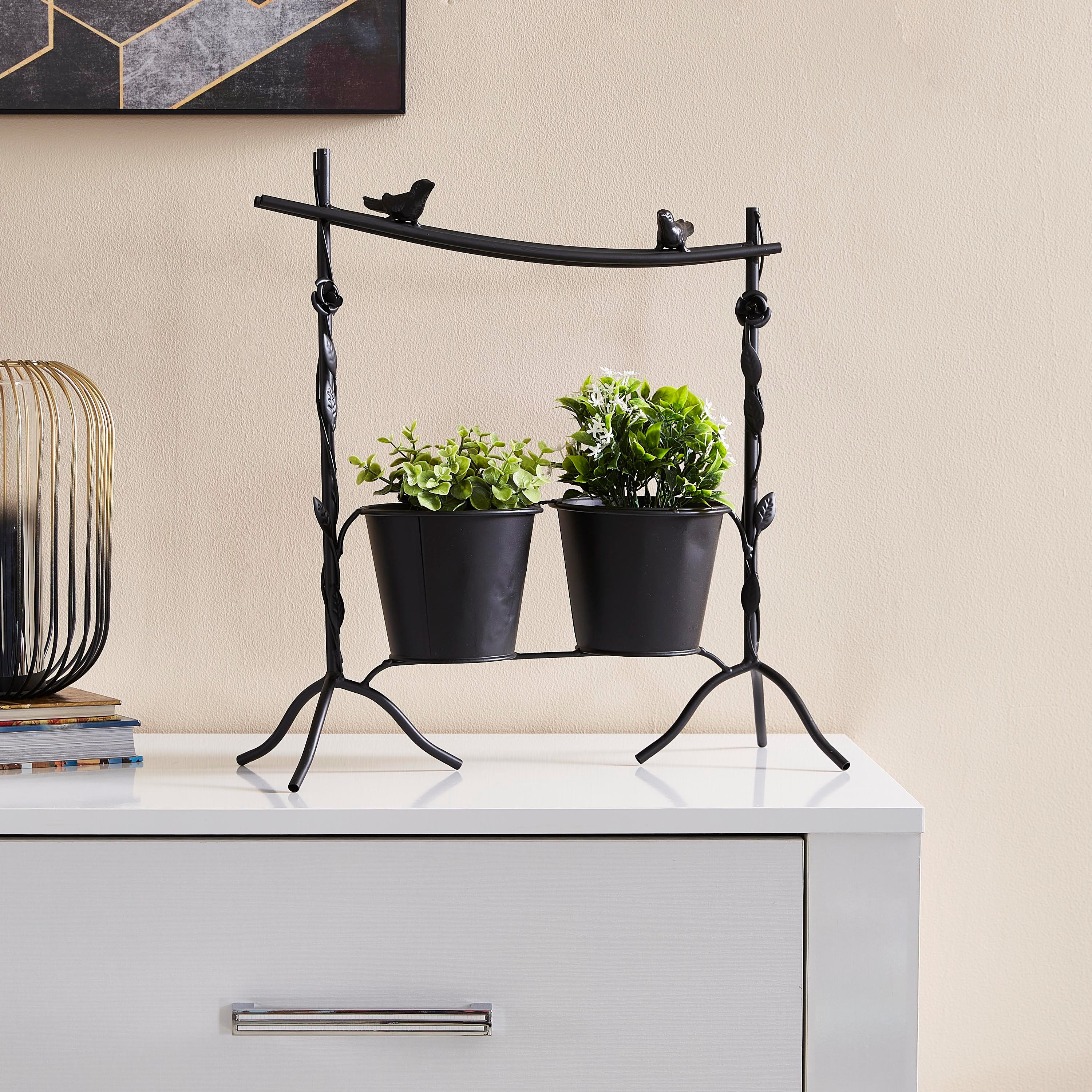 إناء زرع معدني بإصيصين من فيستا-hbxdecorandfurnishings-homeaccessories-artificialflowersandplants-image-2