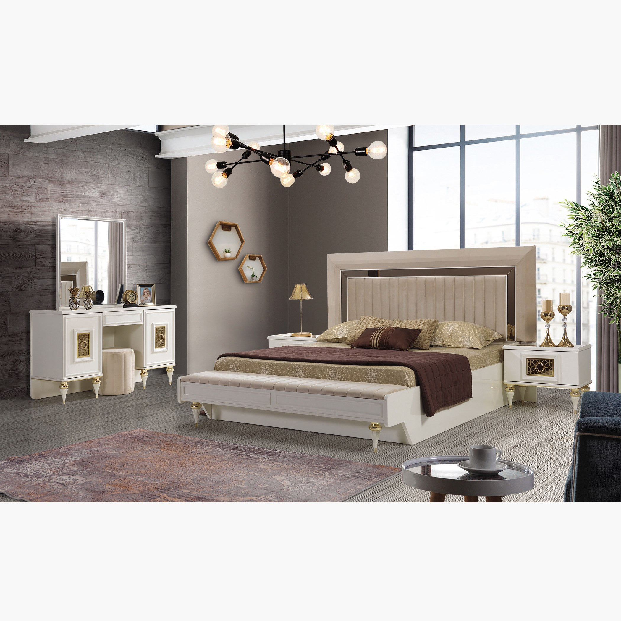 طقم سرير كينج 6 قطع من نوفا - 180x200 سم-hbxbedroom-bedsandbedsets-bedroomsets-king-image-1