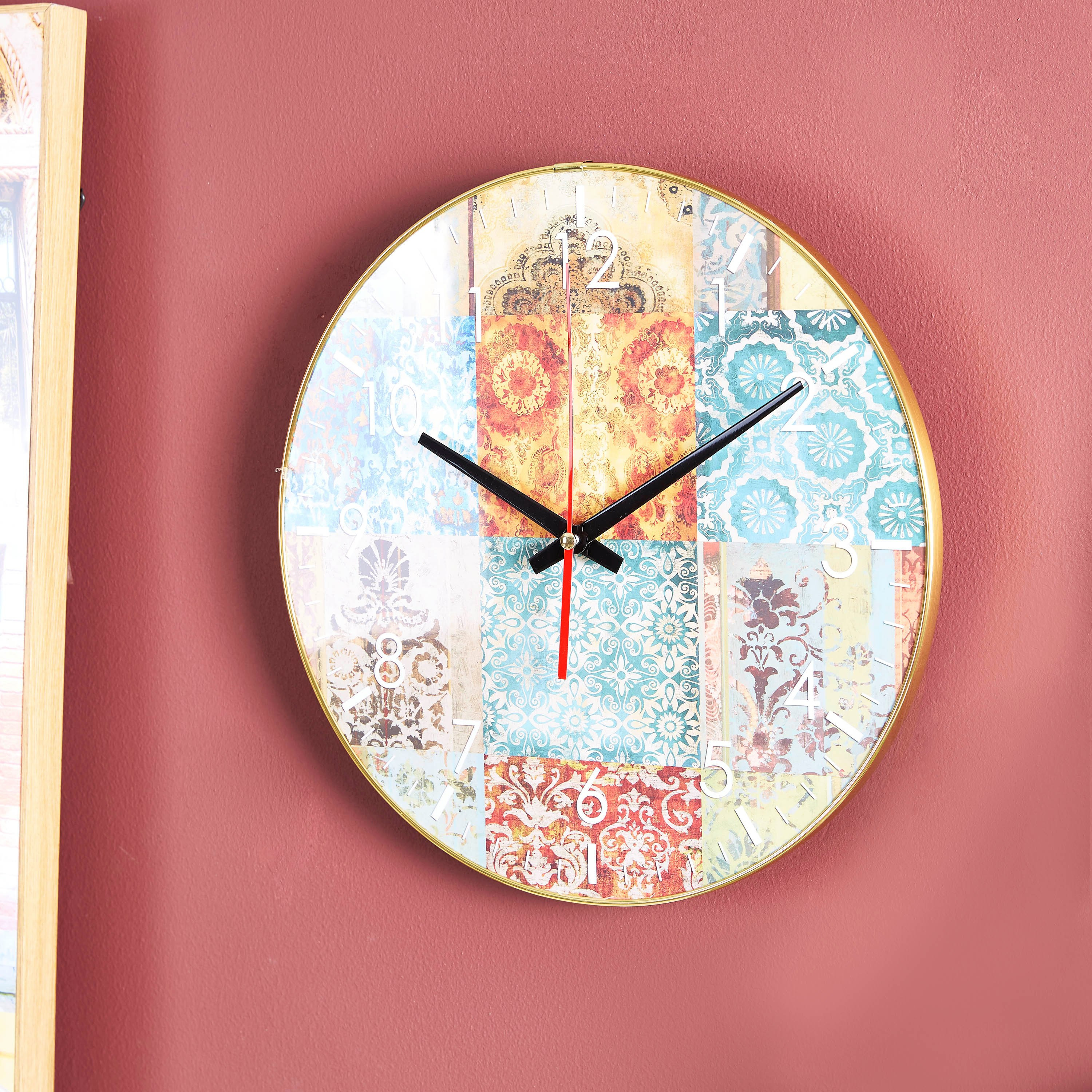 Glaze Multi Pattern Round Frame Clock-hbxdecorandfurnishings-homeaccessories-clocks-image-2