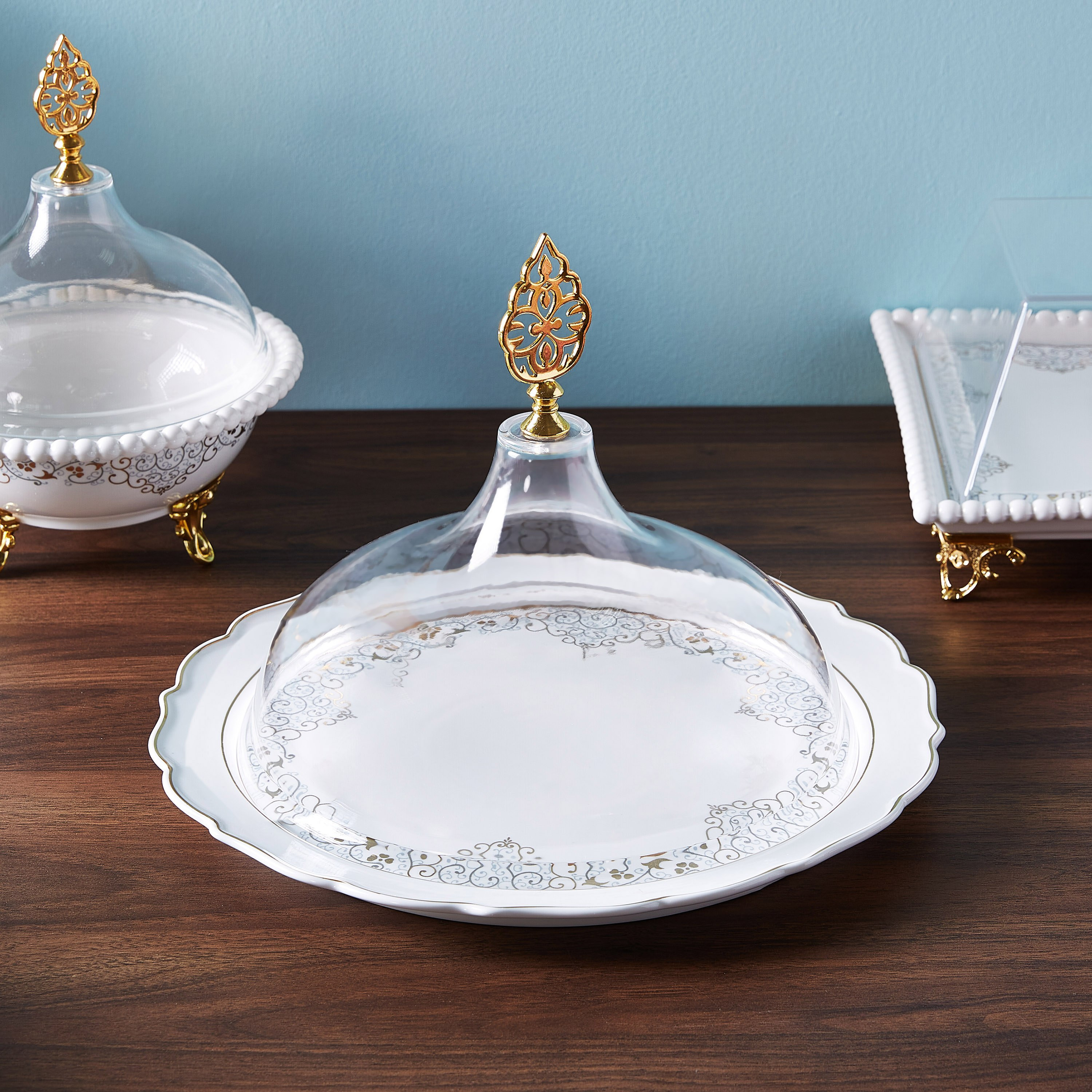 صحن مسطح بطبعات وغطاء زجاجي من أوركيد - 12.75 سم-hbxdecorandfurnishings-tabletop-serveware-image-1