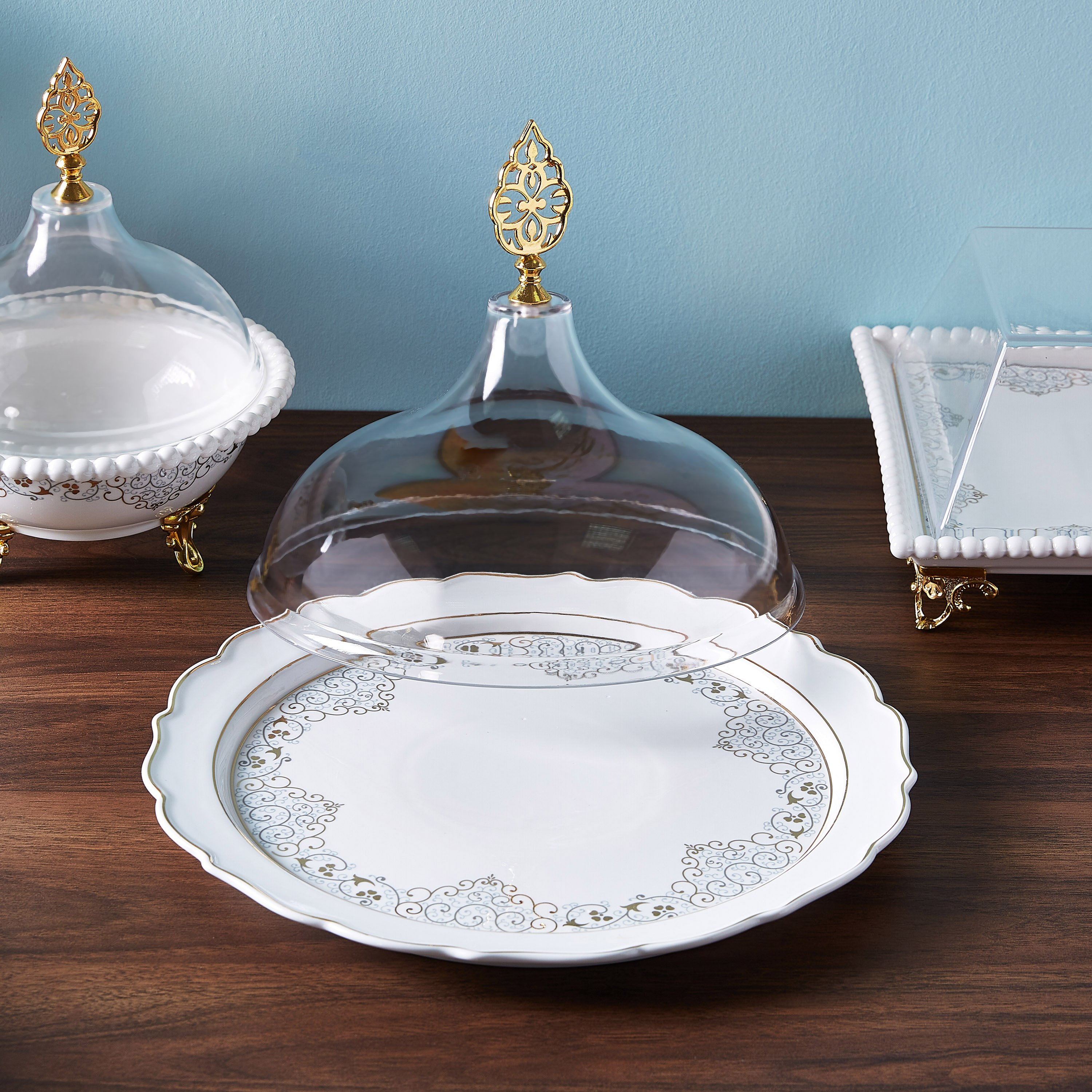 صحن مسطح بطبعات وغطاء زجاجي من أوركيد - 12.75 سم-hbxdecorandfurnishings-tabletop-serveware-image-2