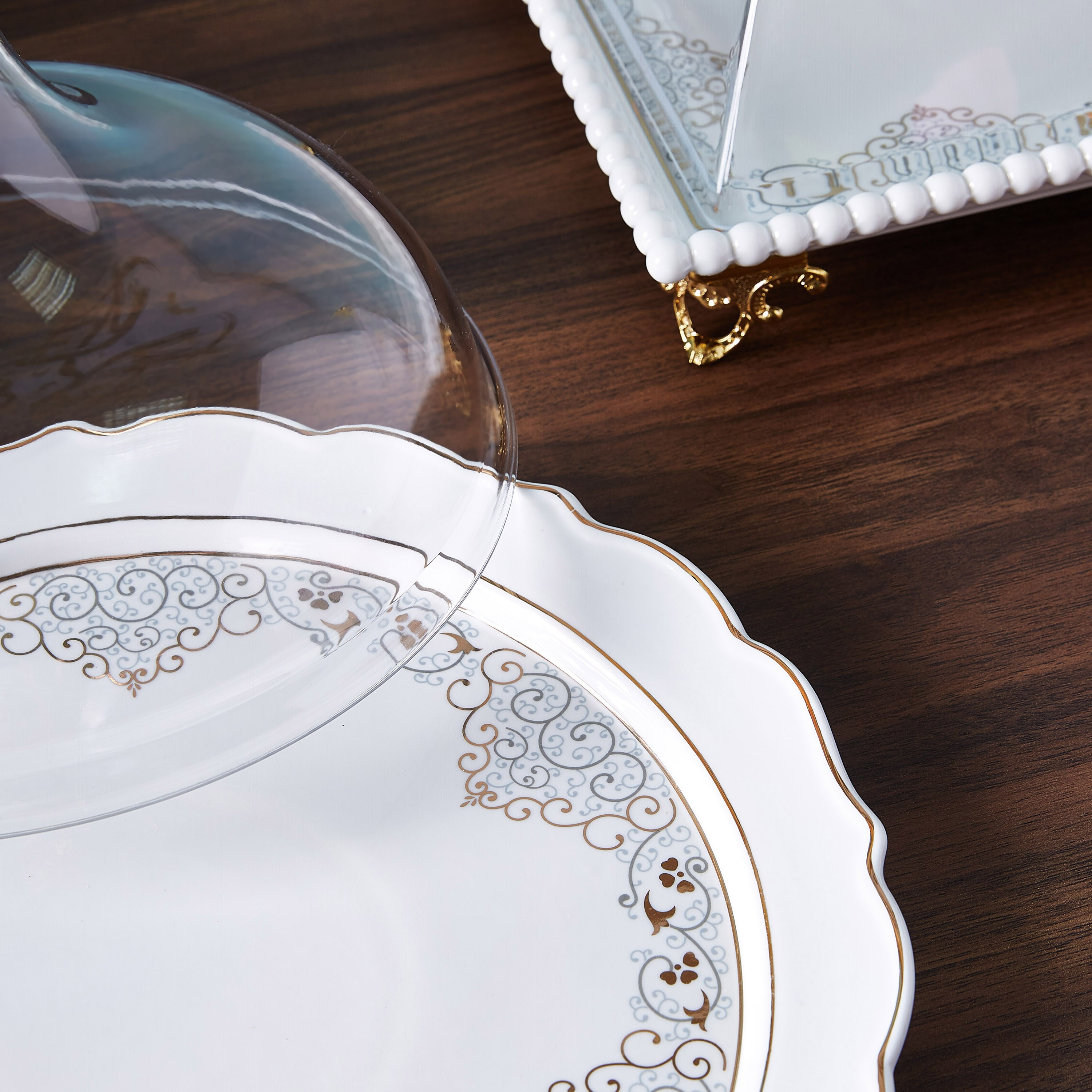 صحن مسطح بطبعات وغطاء زجاجي من أوركيد - 12.75 سم-hbxdecorandfurnishings-tabletop-serveware-image-3