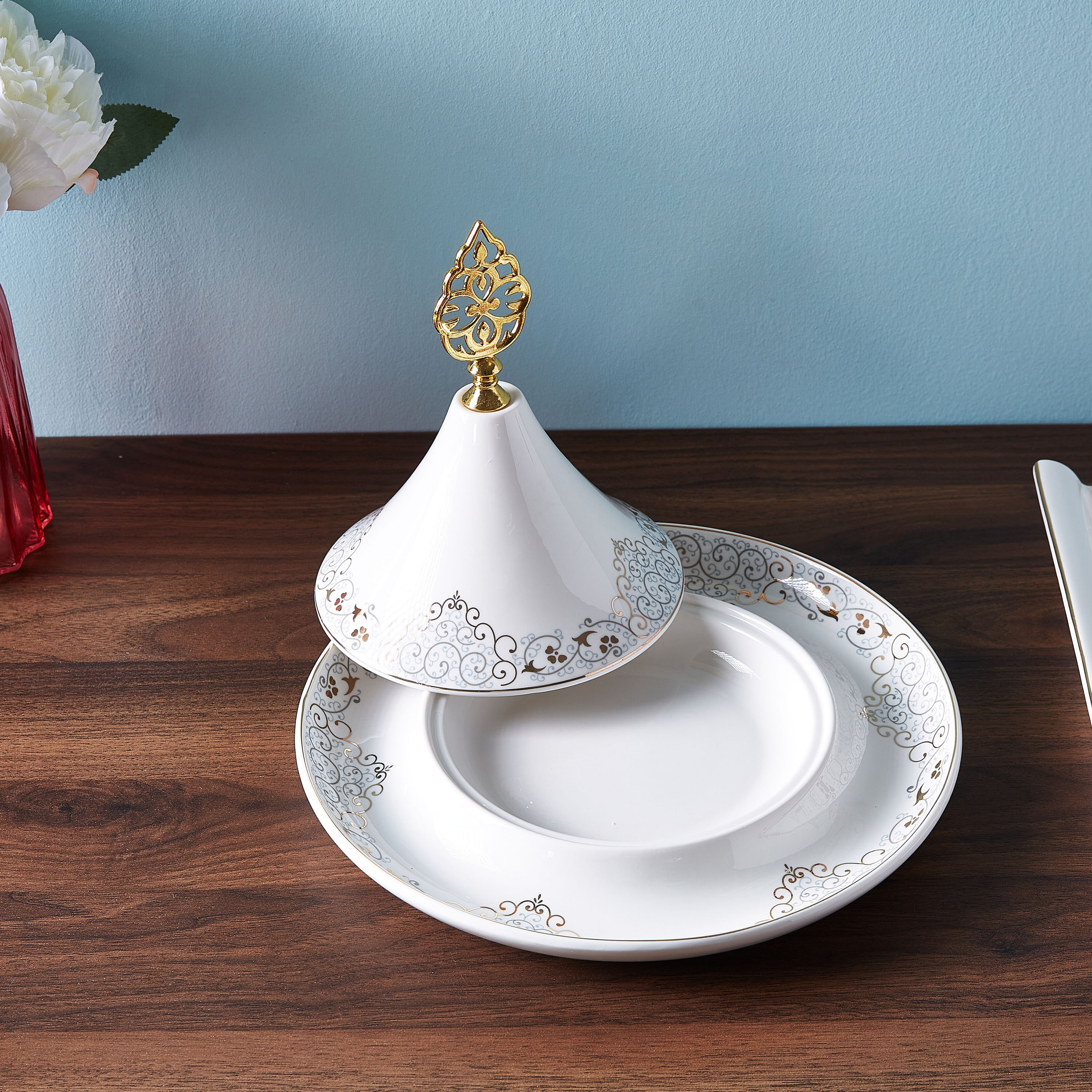 صحن مع غطاء بطبعات من أورشيد- 25 سم-hbxdecorandfurnishings-tabletop-serveware-image-3