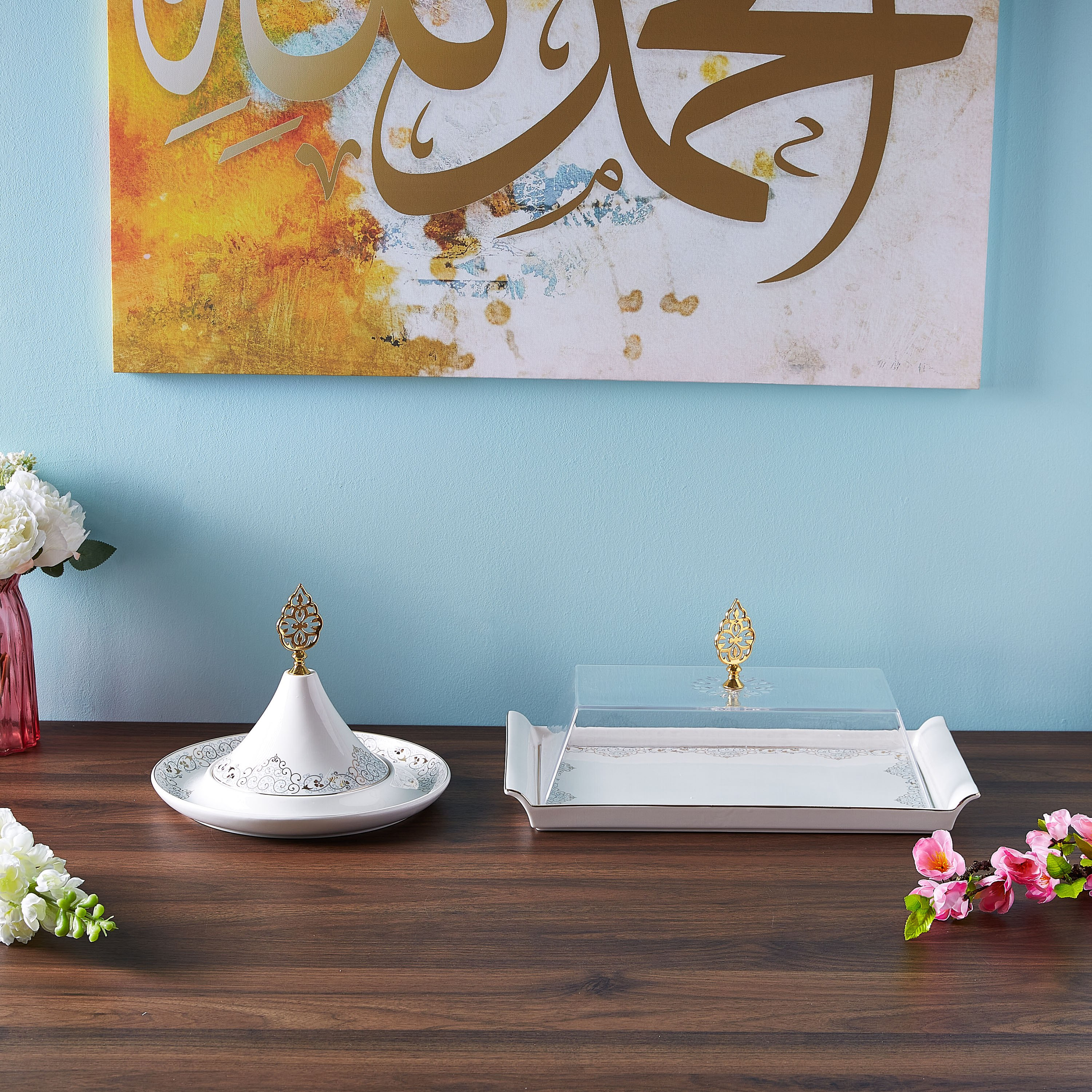 صحن مع غطاء بطبعات من أورشيد- 25 سم-hbxdecorandfurnishings-tabletop-serveware-image-4