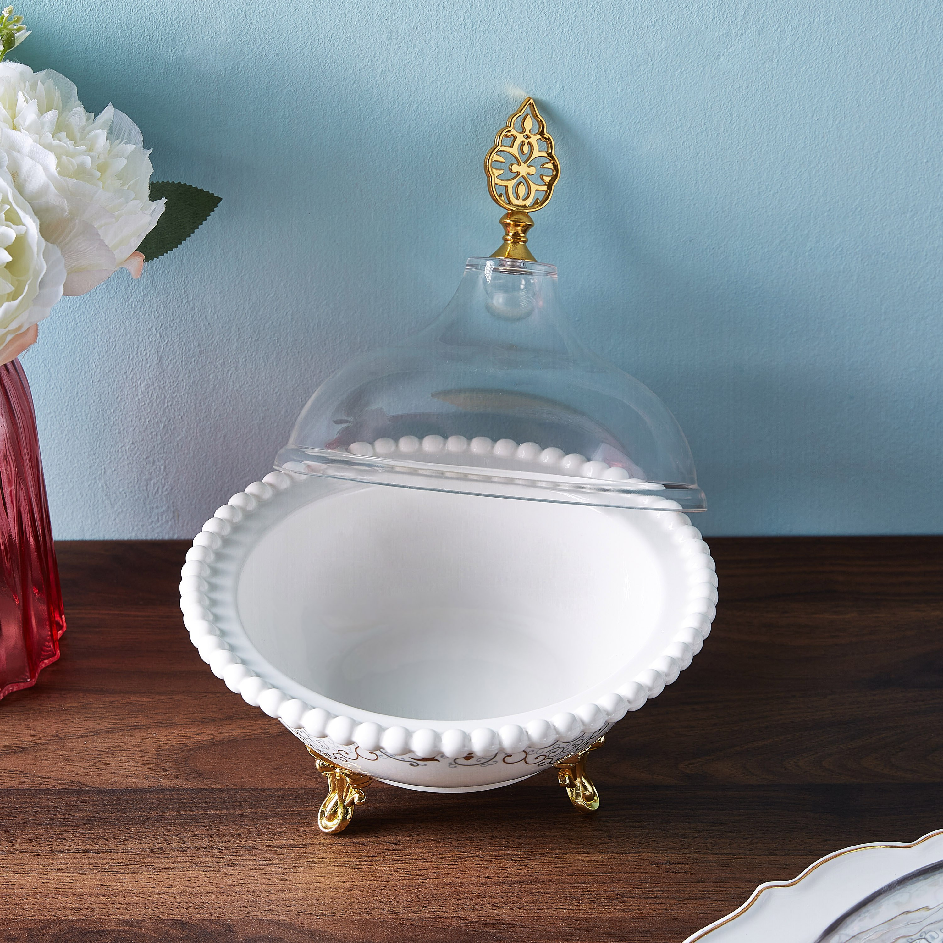 وعاء تمر بطبعات وغطاء زجاجي من أوركيد - 20 سم-hbxdecorandfurnishings-tabletop-serveware-image-2