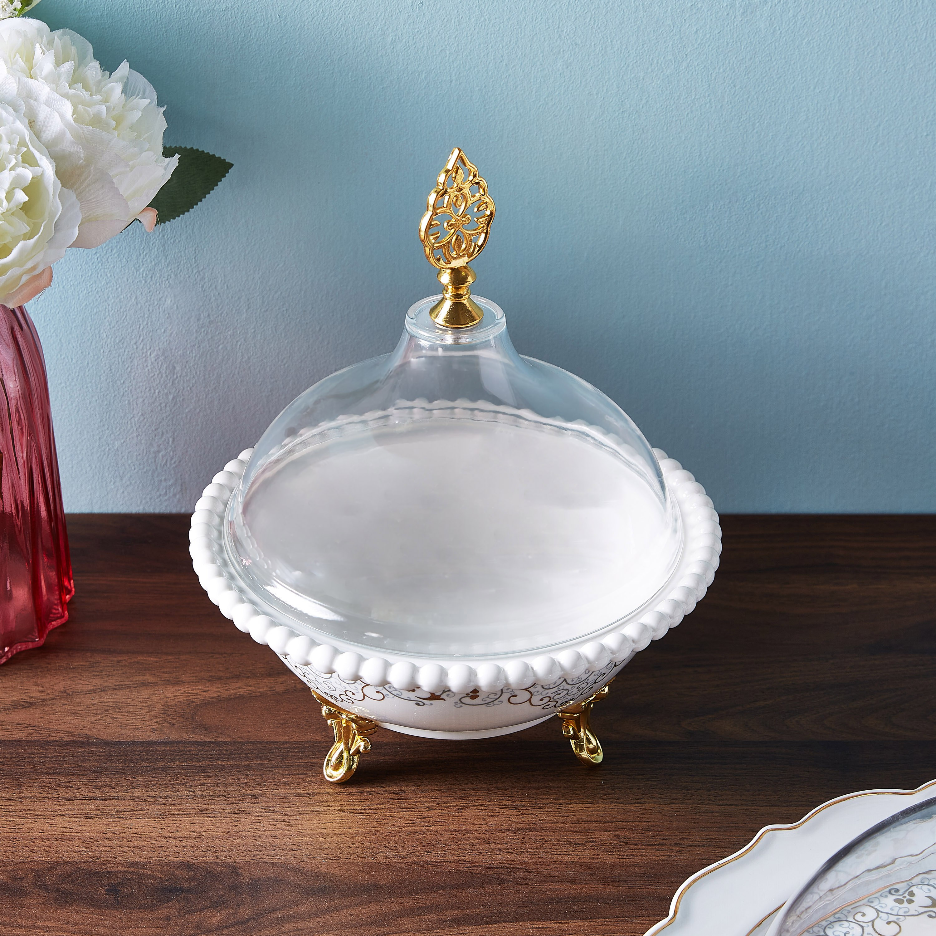 وعاء تمر بطبعات وغطاء زجاجي من أوركيد - 20 سم-hbxdecorandfurnishings-tabletop-serveware-image-3