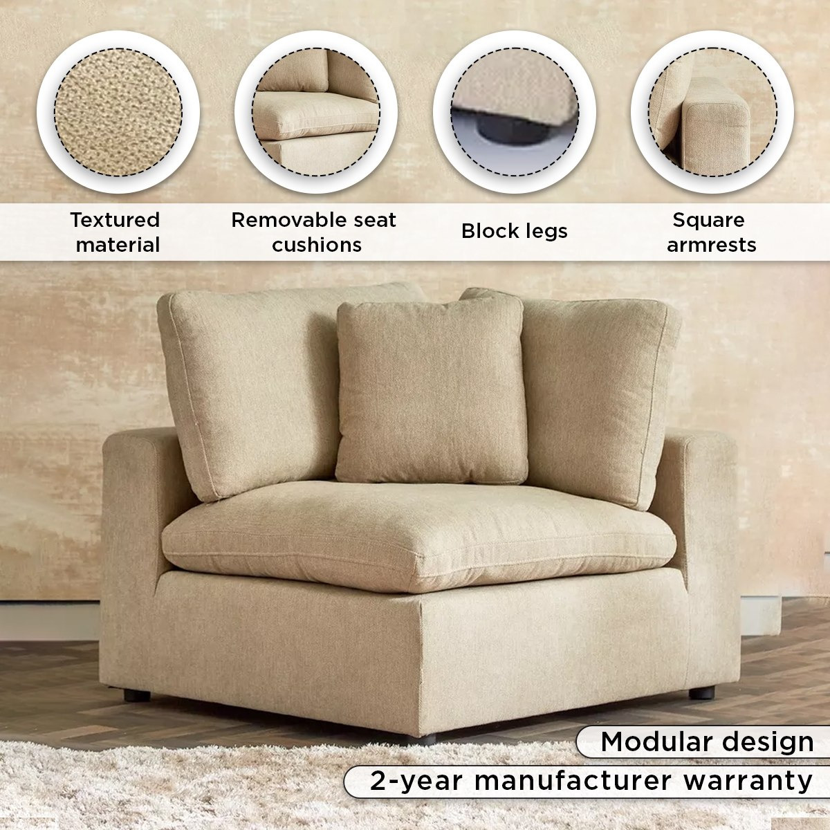 Signora Corner Fabric Sofa with 2 Cushions-hbxfurniture-livingroom-sofasandsofasets-image-5