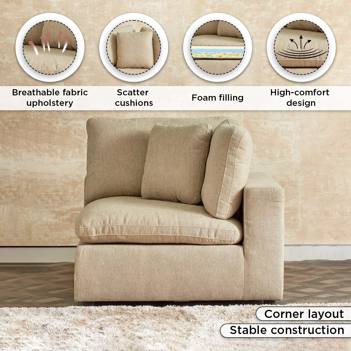 Signora Corner Fabric Sofa with 2 Cushions-hbxfurniture-livingroom-sofasandsofasets-image-6