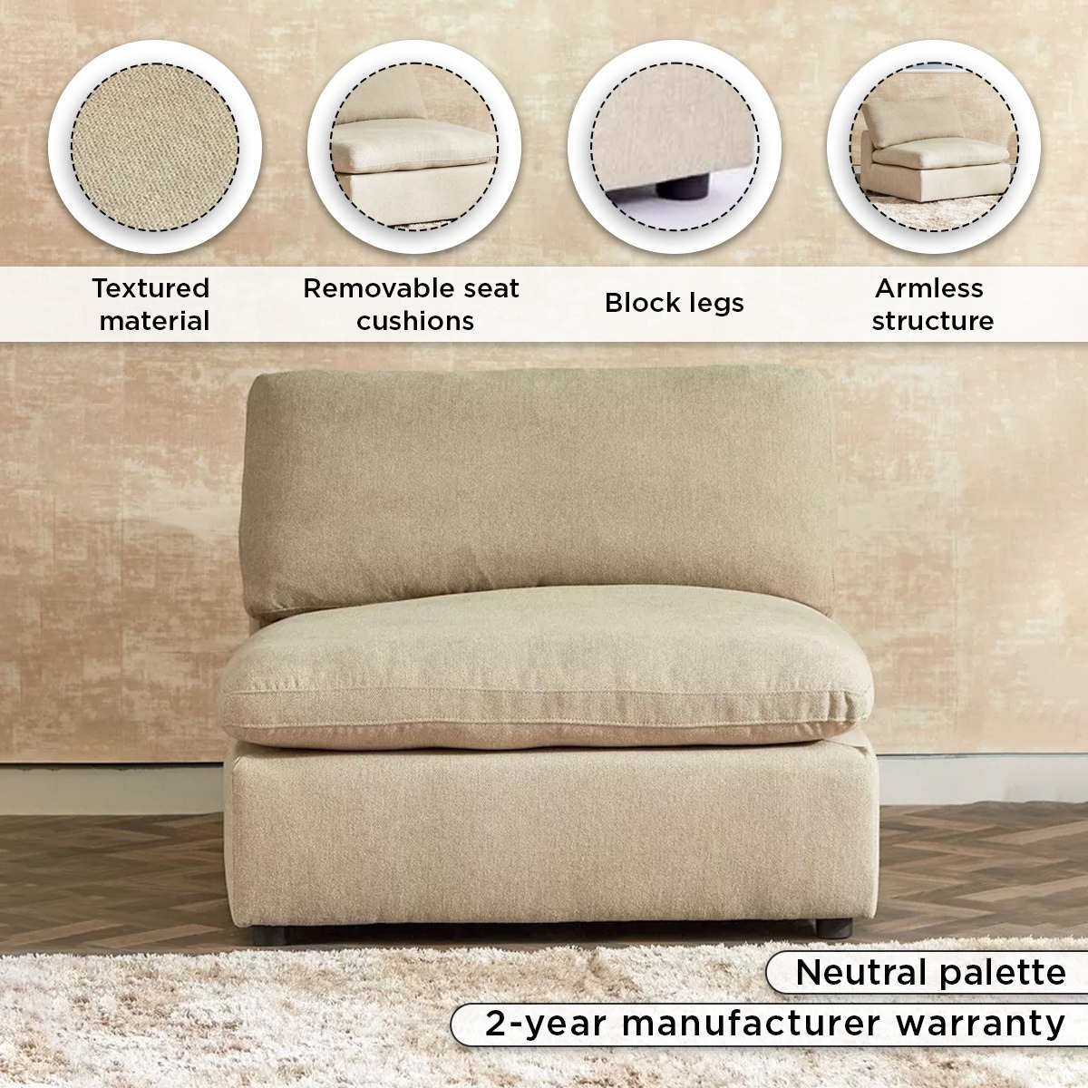 Signora Armless Fabric Chair-hbxfurniture-livingroom-sofasandsofasets-image-5