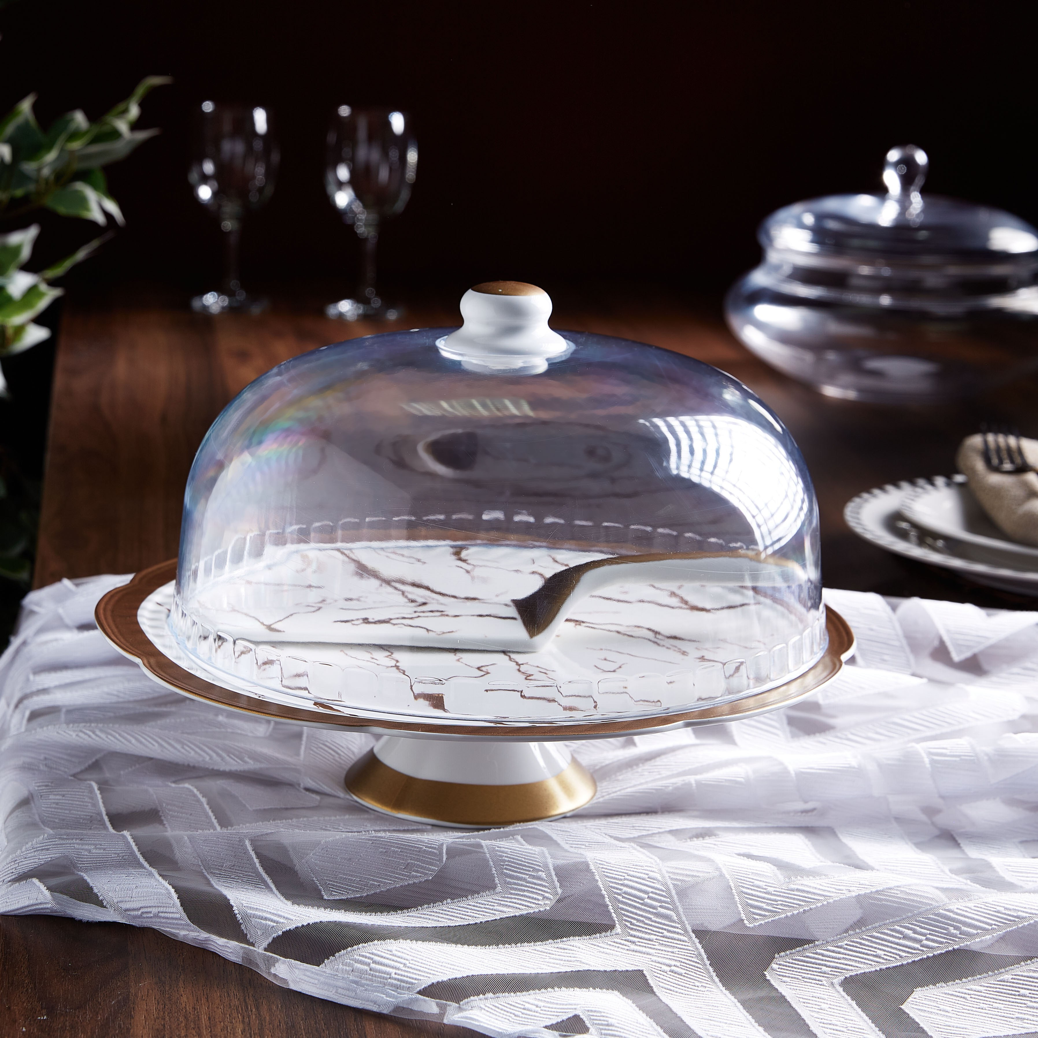 صحن كعك بطبعات وحامل وغطاء من أوركيد-hbxdecorandfurnishings-tabletop-serveware-image-4
