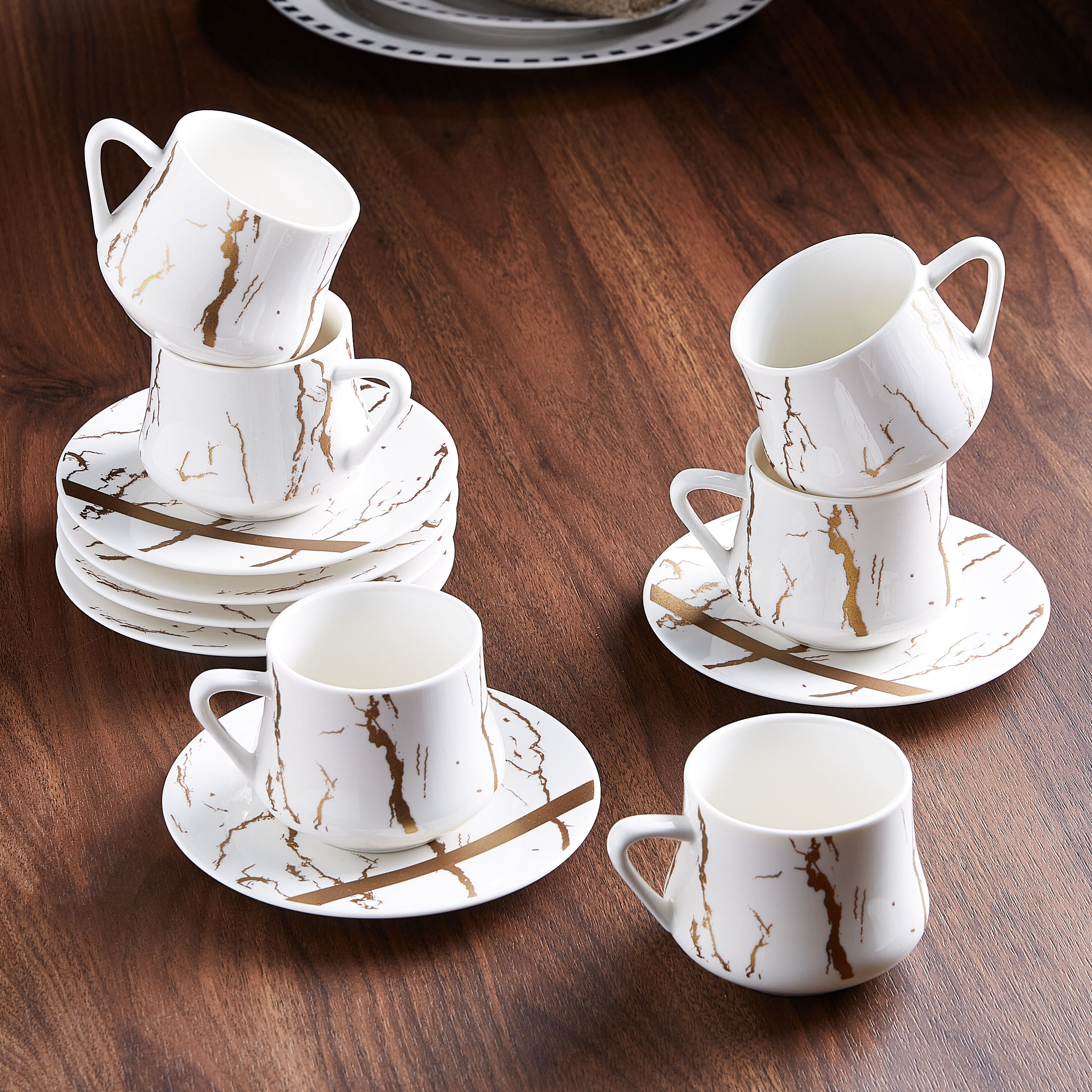 طقم فناجين بصحون وطبعات 12 قطعة من أوركيد - 220 مل-hbxhomeware-diningandtabletop-coffeeandteasets-image-1