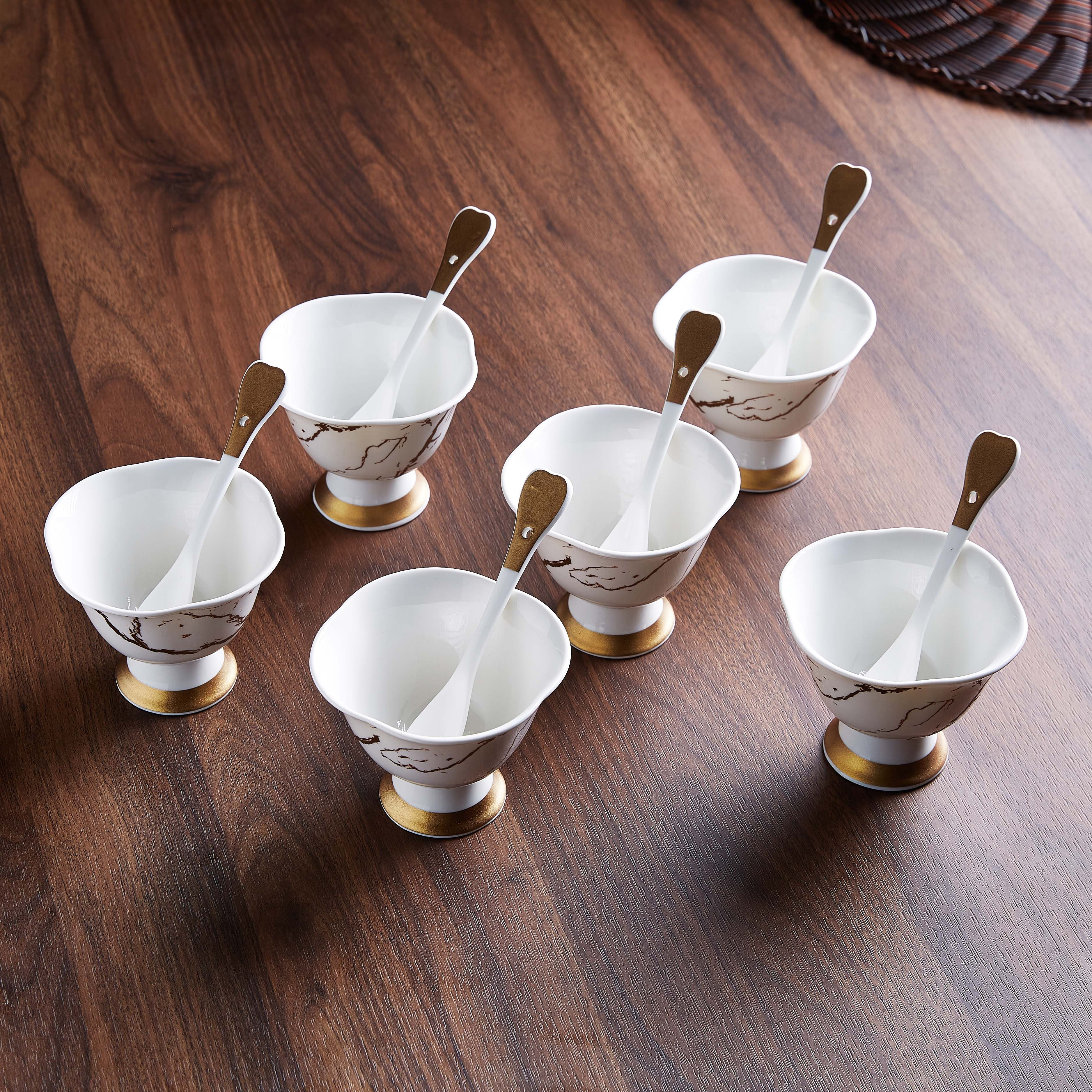 طقم أكواب أيس كريم 12 قطعة بطبعات من أوركيد - 250 مل-hbxdecorandfurnishings-tabletop-serveware-image-1