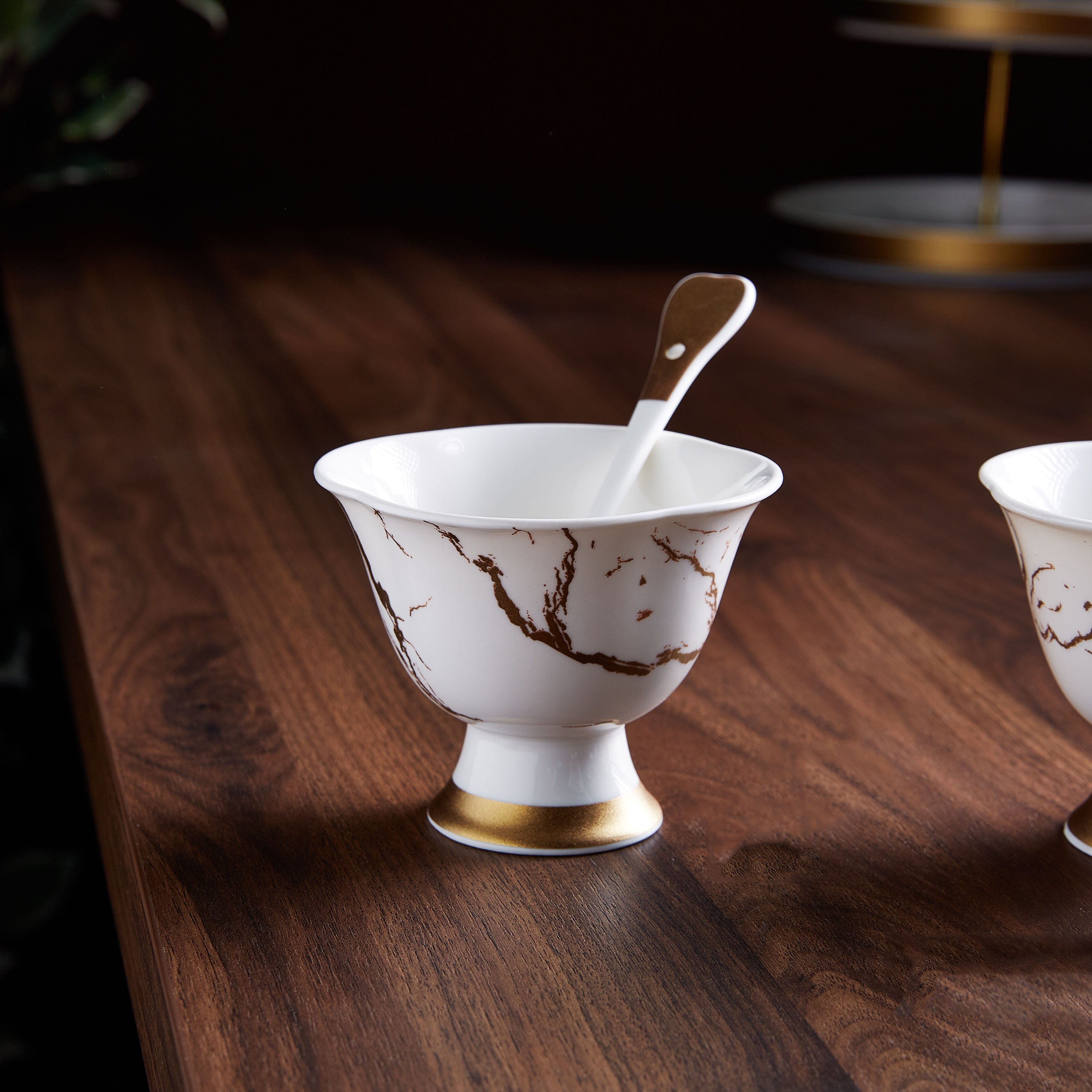 طقم أكواب أيس كريم 12 قطعة بطبعات من أوركيد - 250 مل-hbxdecorandfurnishings-tabletop-serveware-image-2