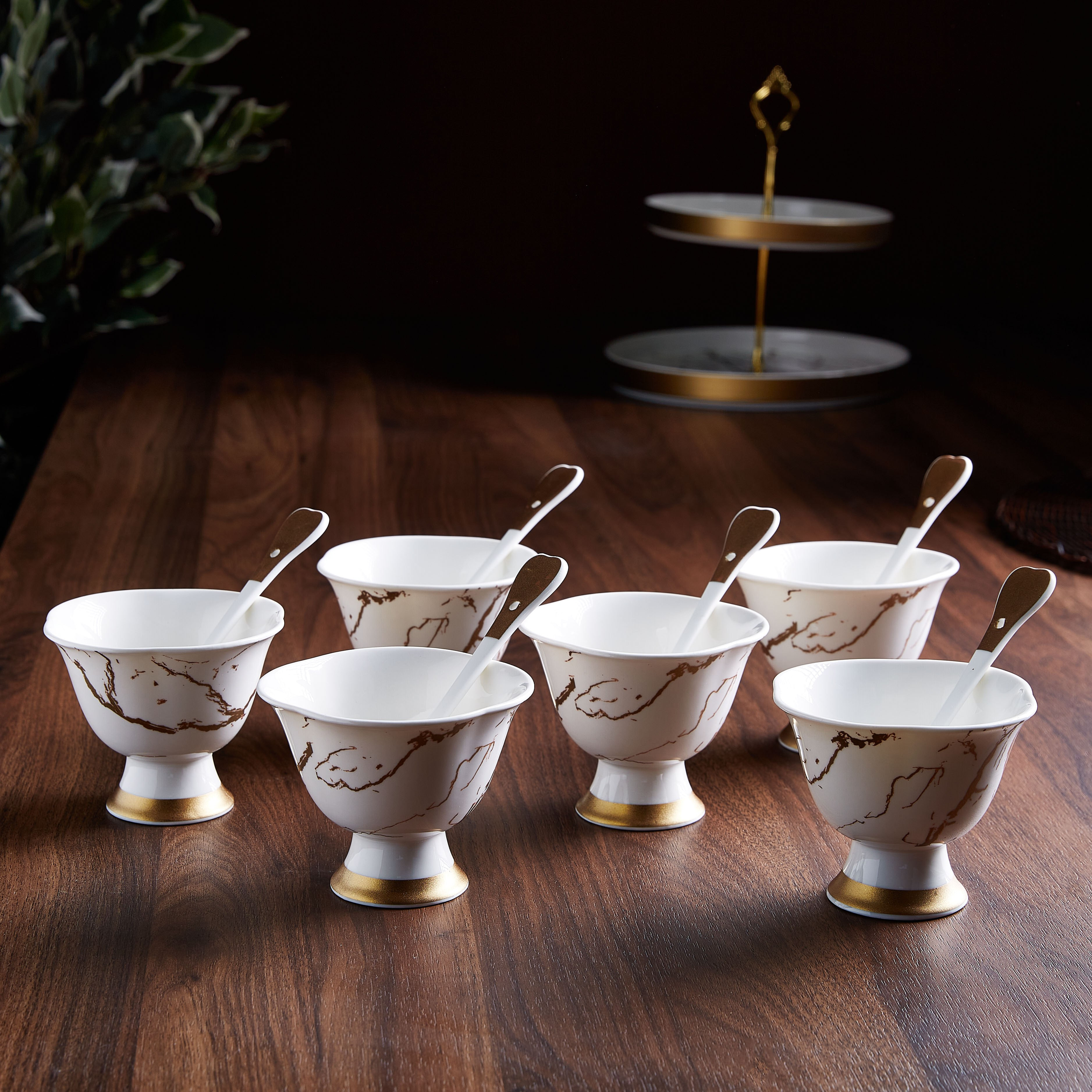 طقم أكواب أيس كريم 12 قطعة بطبعات من أوركيد - 250 مل-hbxdecorandfurnishings-tabletop-serveware-image-4