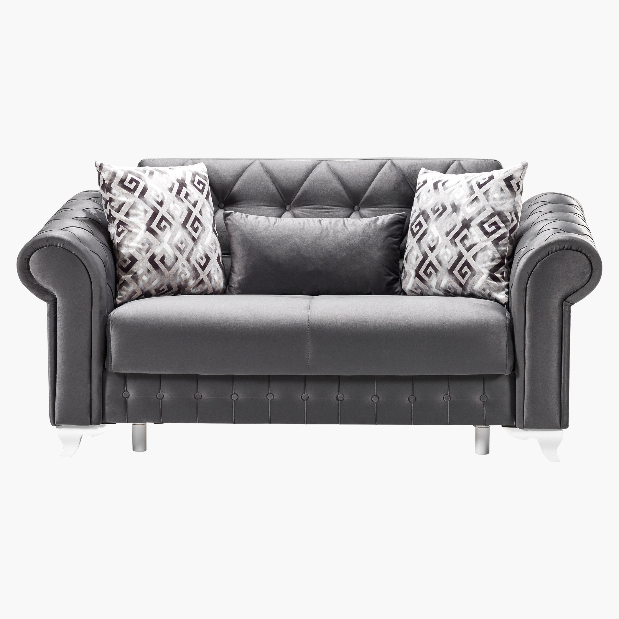 Carrine 2-Seater Velvet Sofa Bed with 3 Scatter Cushions-hbxlivingroom-sofasandarmchairs-sofas-image-2