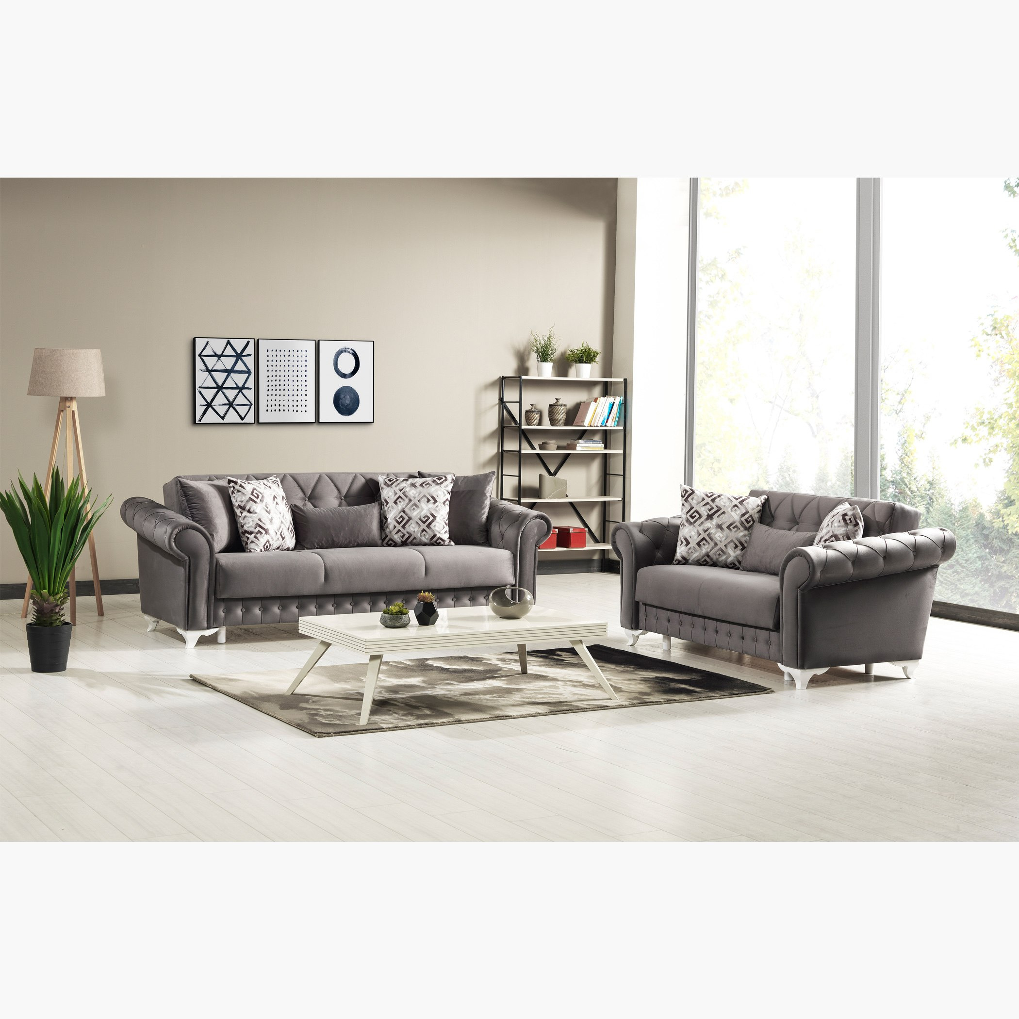 Carrine 2-Seater Velvet Sofa Bed with 3 Scatter Cushions-hbxlivingroom-sofasandarmchairs-sofas-image-7