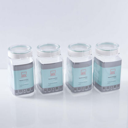 Easy Click 4-Piece Square Canister Set - 1.4 L