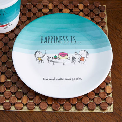 Happiness Printed Slogan Snack Plate - 23 cm