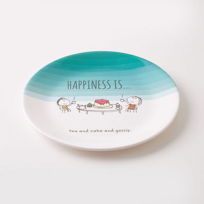 Happiness Printed Slogan Snack Plate - 23 cm-Serveware-image-3