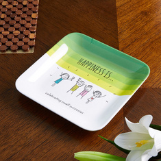 Happiness Printed Square Snack Plate - 23 cm