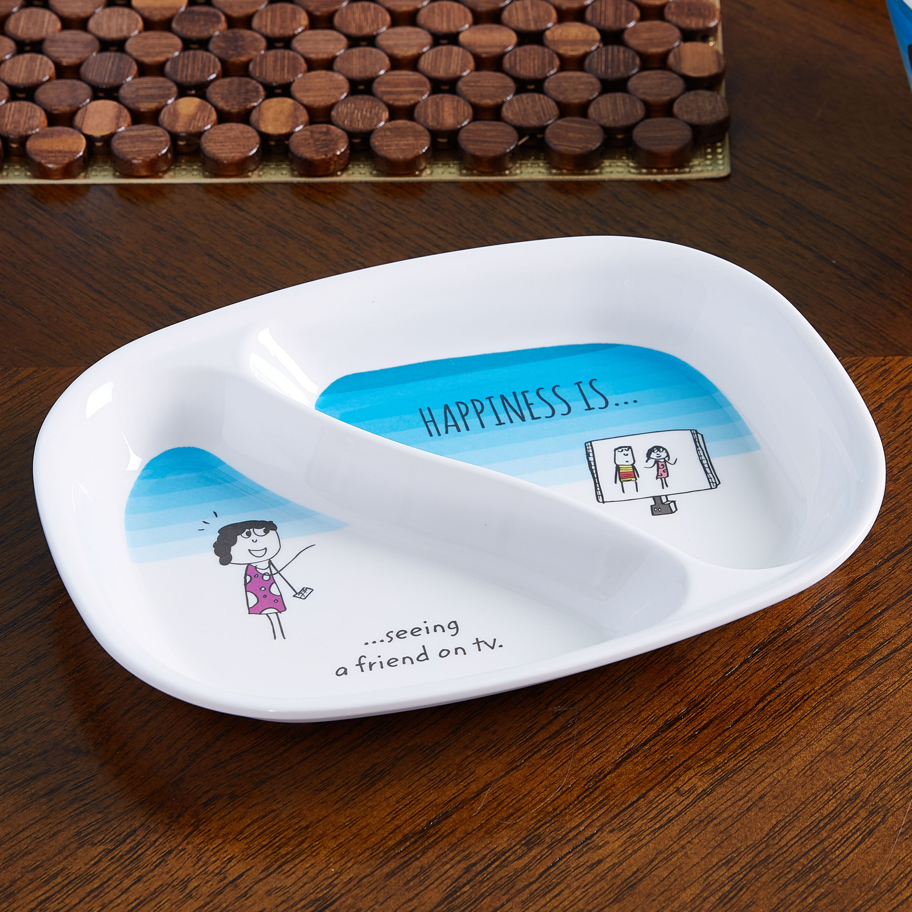 صحن بقسمين وطبعات من هابينيس - 22 سم-hbxdecorandfurnishings-tabletop-serveware-image-1