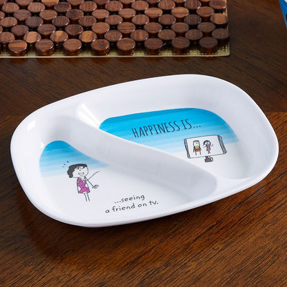 Happiness Printed 2-Partition Plate - 22 cms