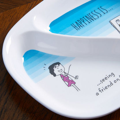 Happiness Printed 2-Partition Plate - 22 cms