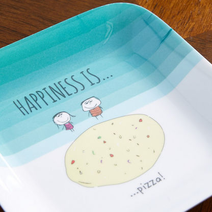 Happiness Printed Square Plate - 17 cms